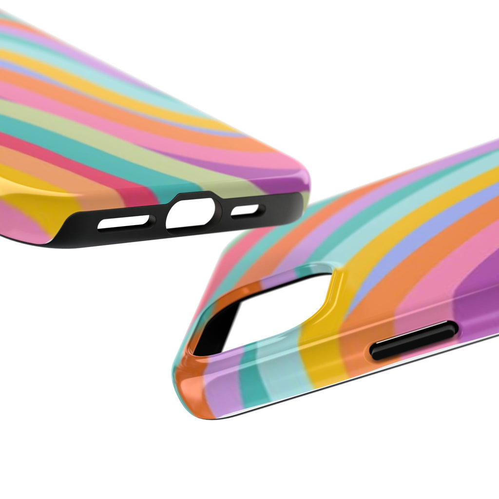 Retro Wavy Rainbow Stripes Phone Case | Colorful Abstract Pattern