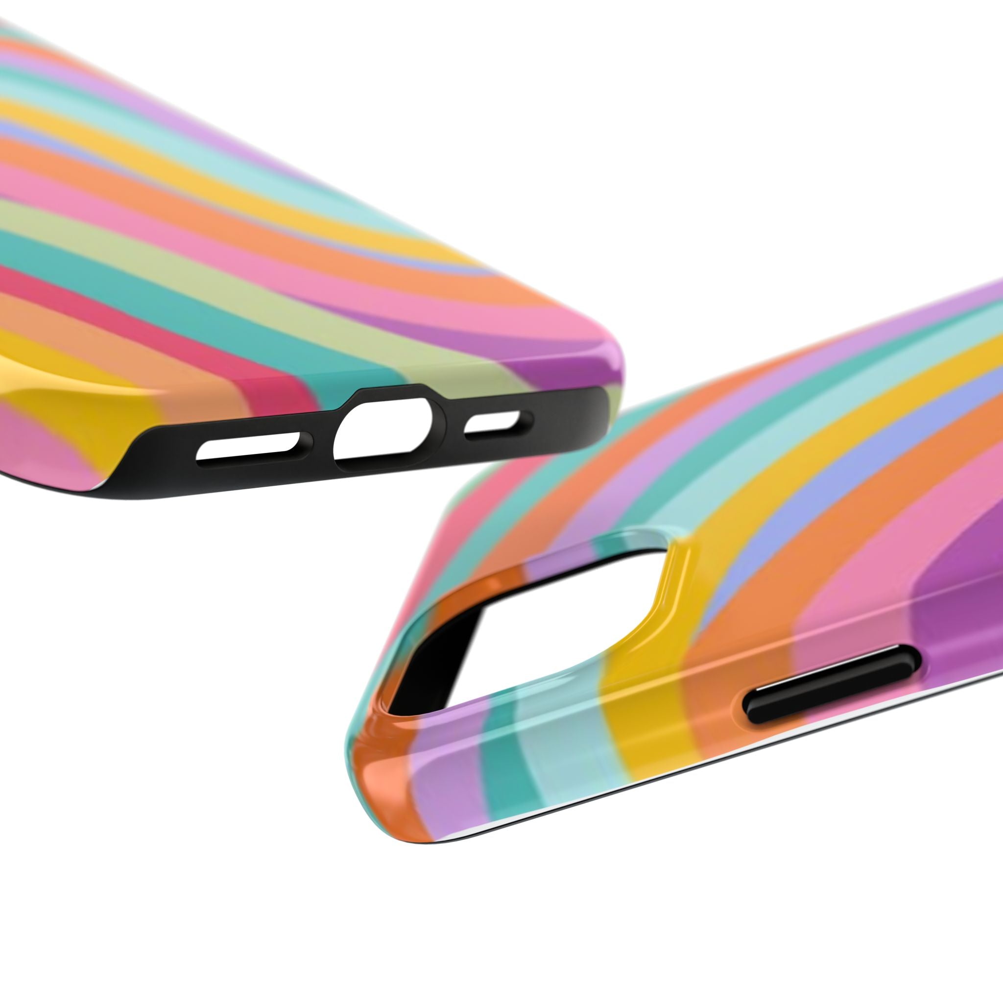 Retro Wavy Rainbow Stripes Phone Case | Colorful Abstract Pattern