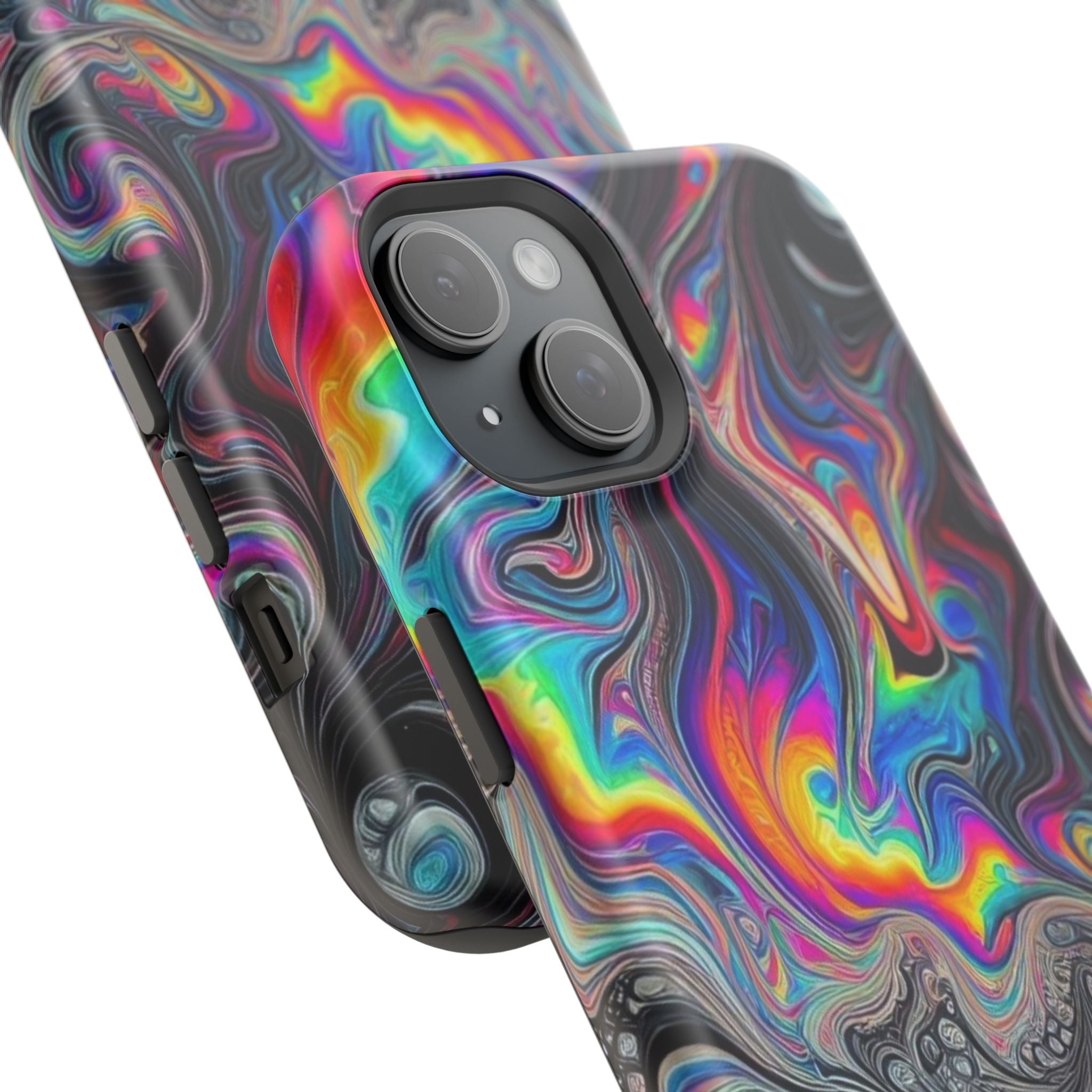 Impact-Resistant Phone Case — Iridescent Psychedelic Swirl