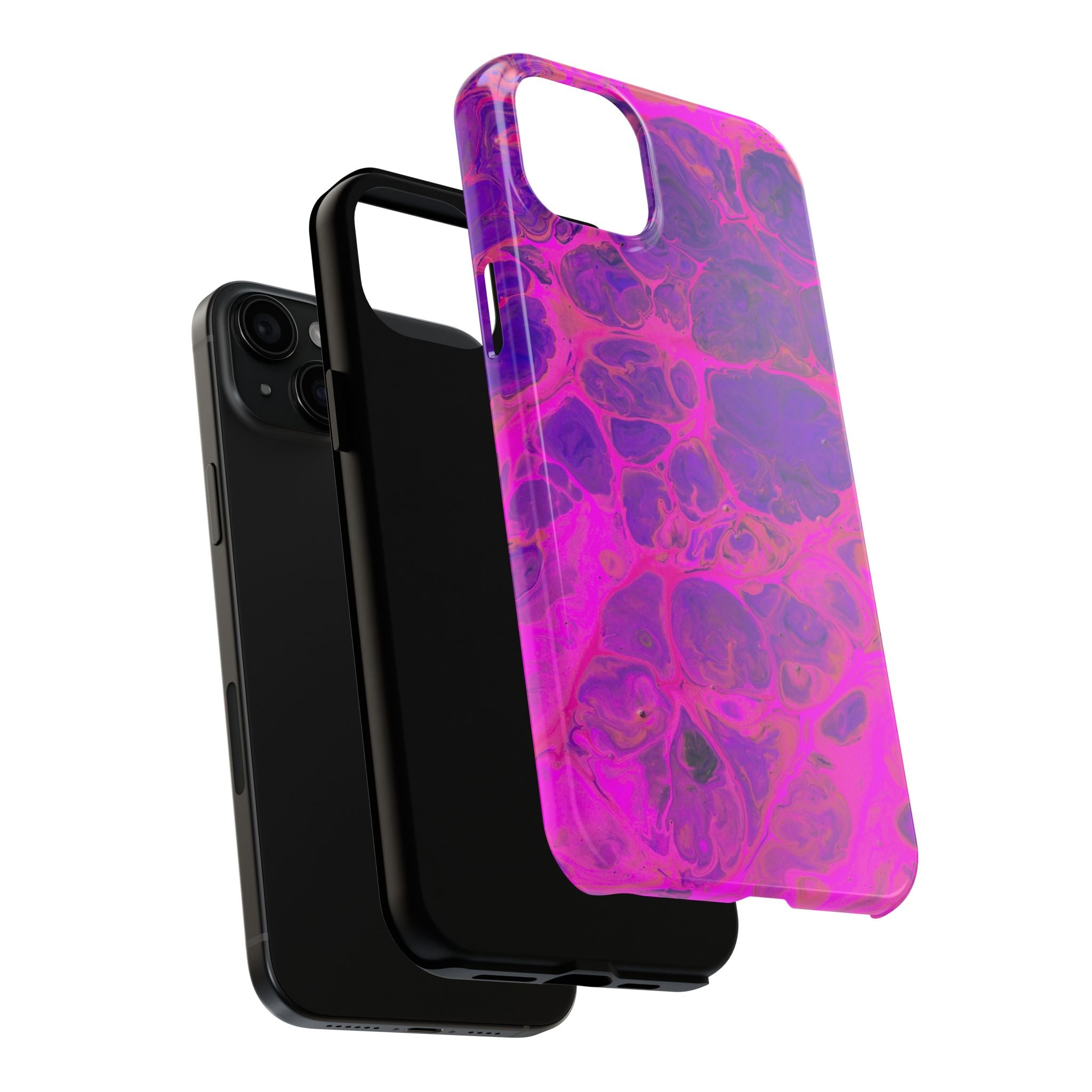 Pink Marble Tough Phone Case — Protective Abstract Swirl Design