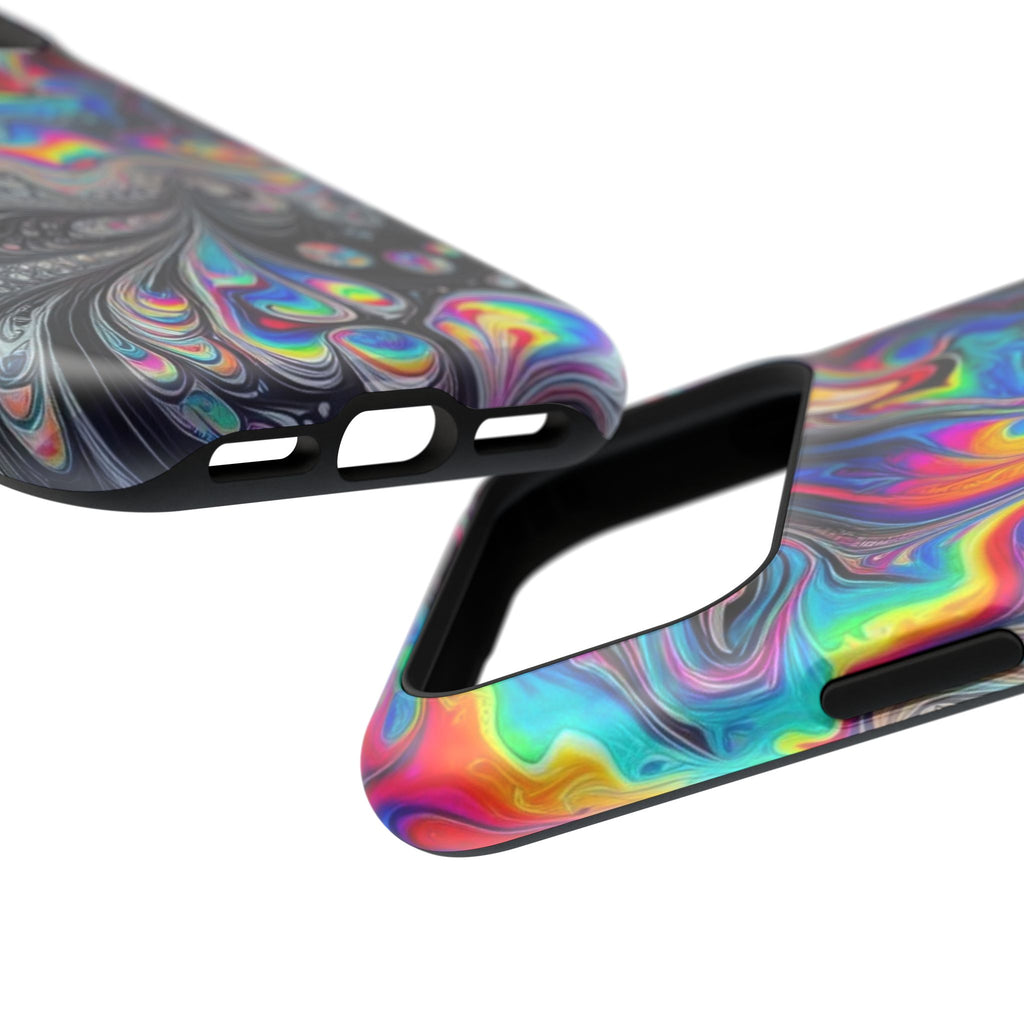 Impact-Resistant Phone Case — Iridescent Psychedelic Swirl