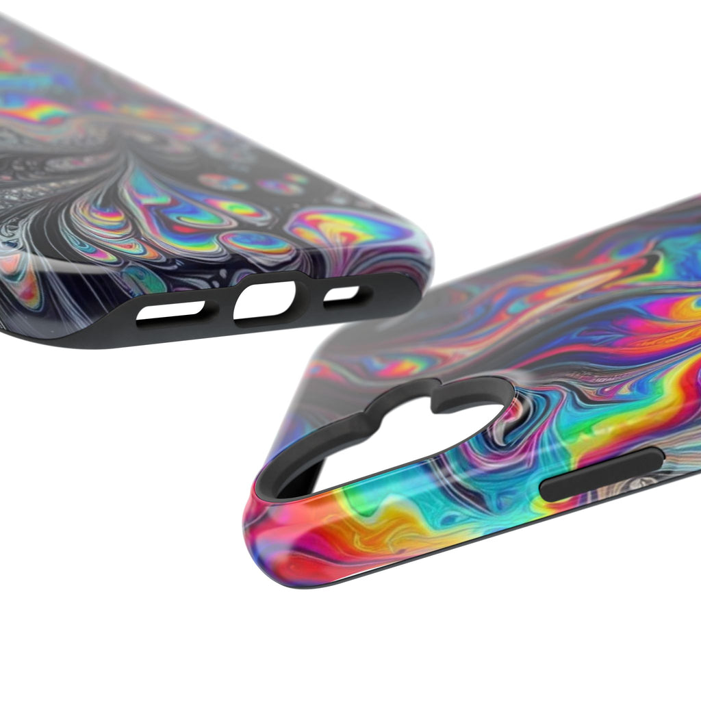 Impact-Resistant Phone Case — Iridescent Psychedelic Swirl