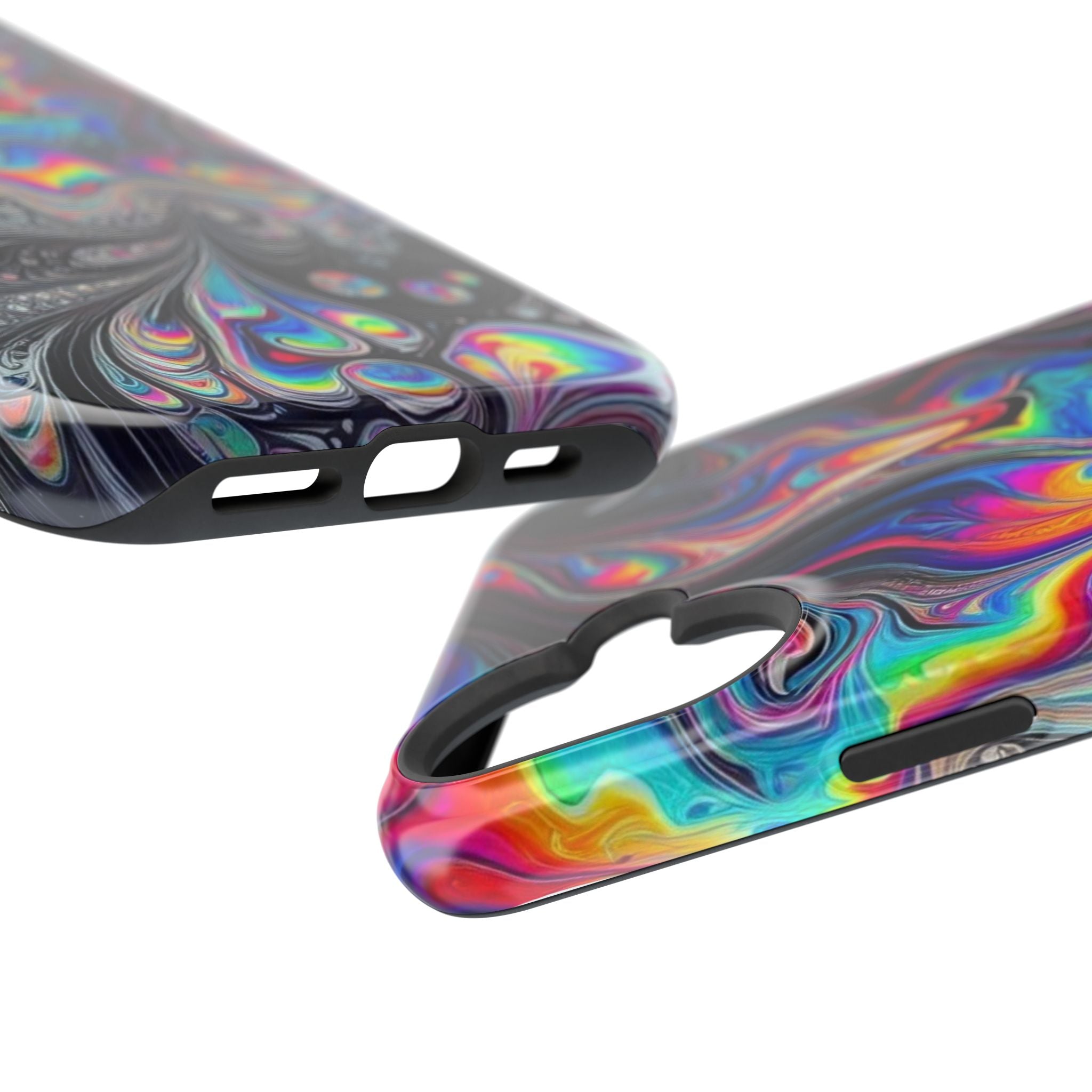 Impact-Resistant Phone Case — Iridescent Psychedelic Swirl