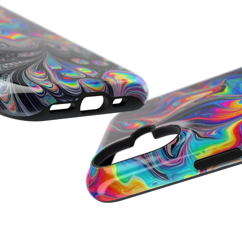 Impact-Resistant Phone Case — Iridescent Psychedelic Swirl