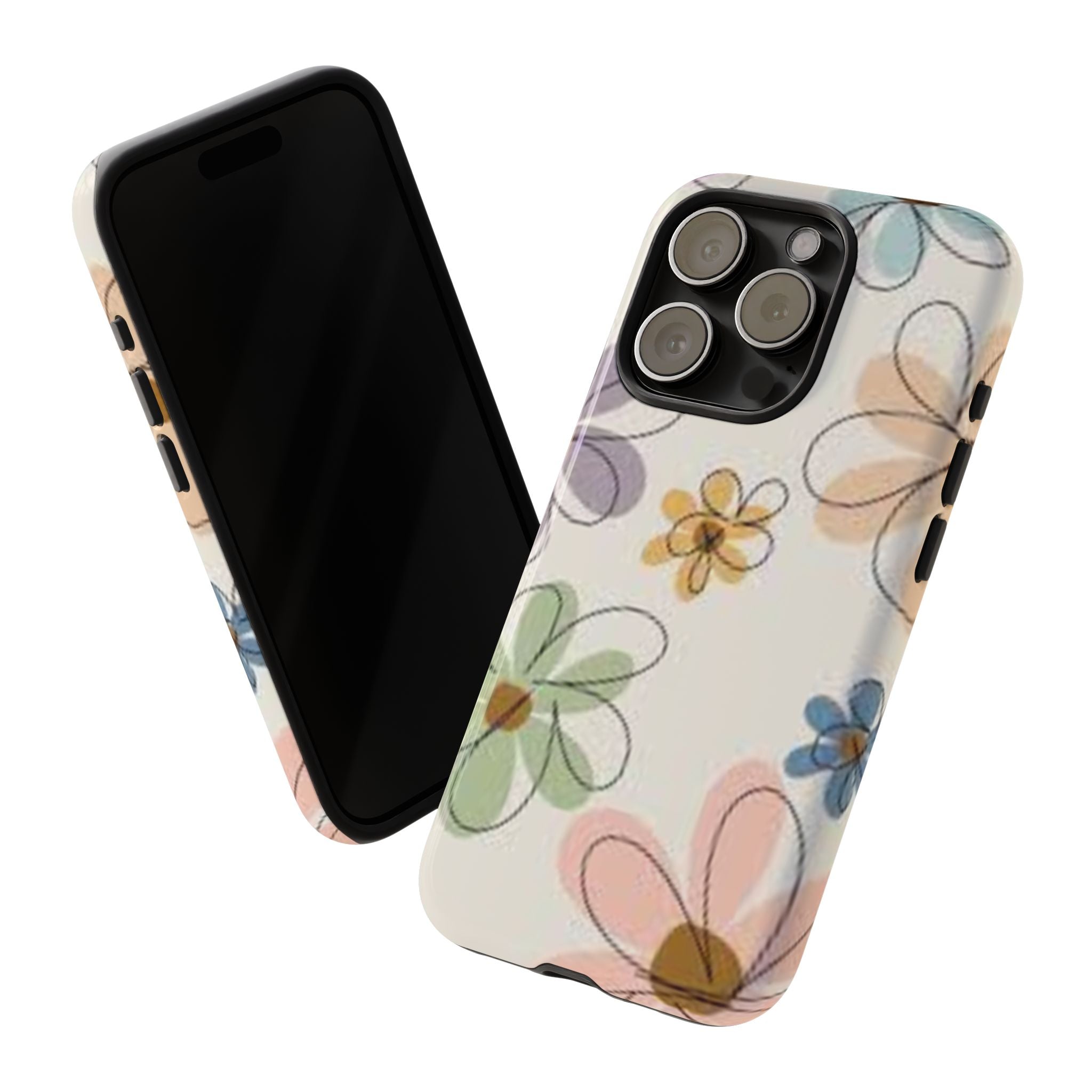 Pastel Doodle Flowers phone case | Tough Case