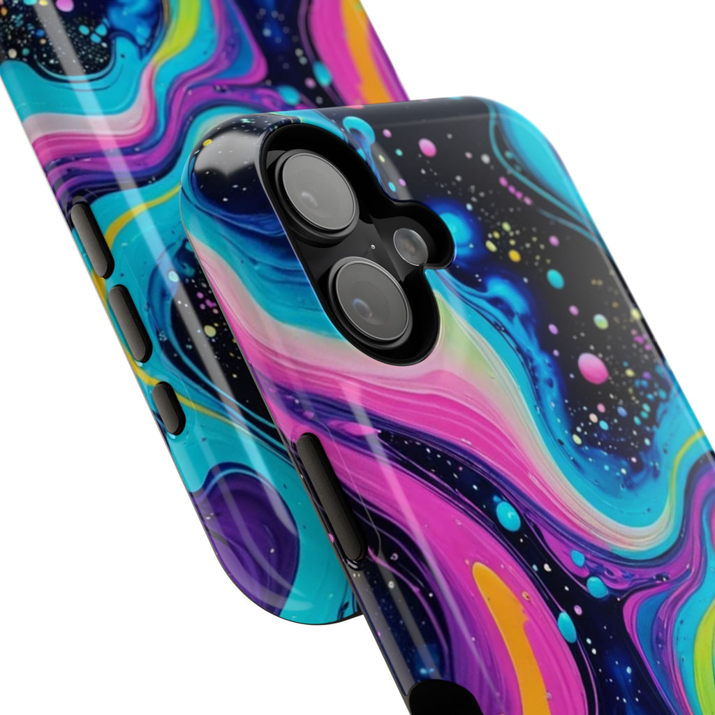 Impact-Resistant Phone Case — Neon Galaxy Swirl