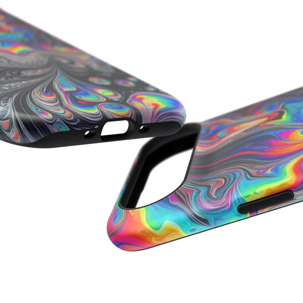 Impact-Resistant Phone Case — Iridescent Psychedelic Swirl