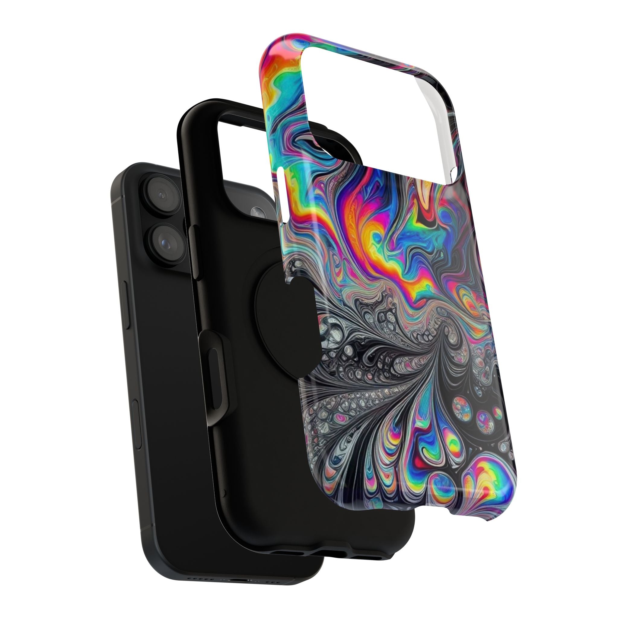 Impact-Resistant Phone Case — Iridescent Psychedelic Swirl