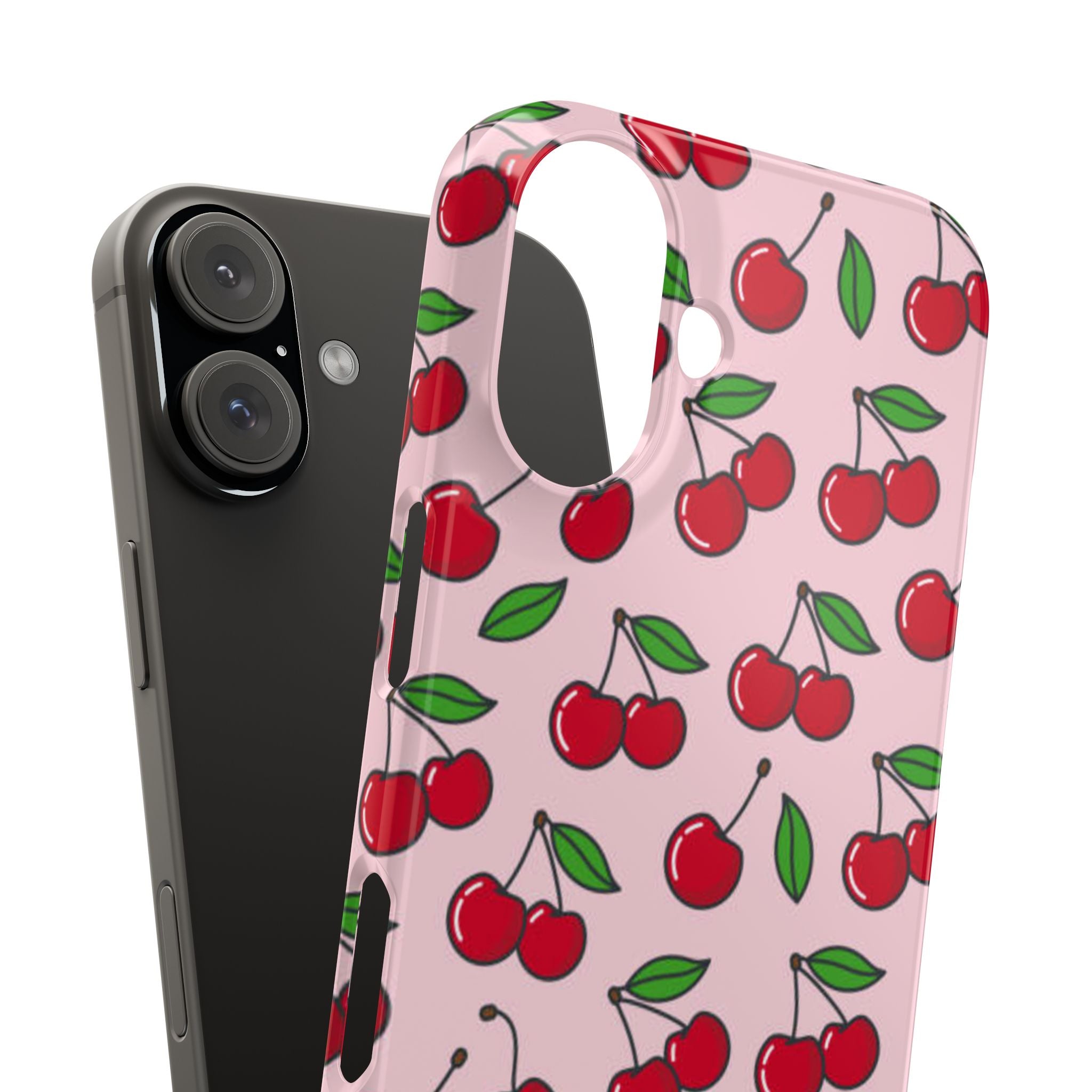 Cherry Pattern Slim Phone Case | Pink Cherry Print Phone Case
