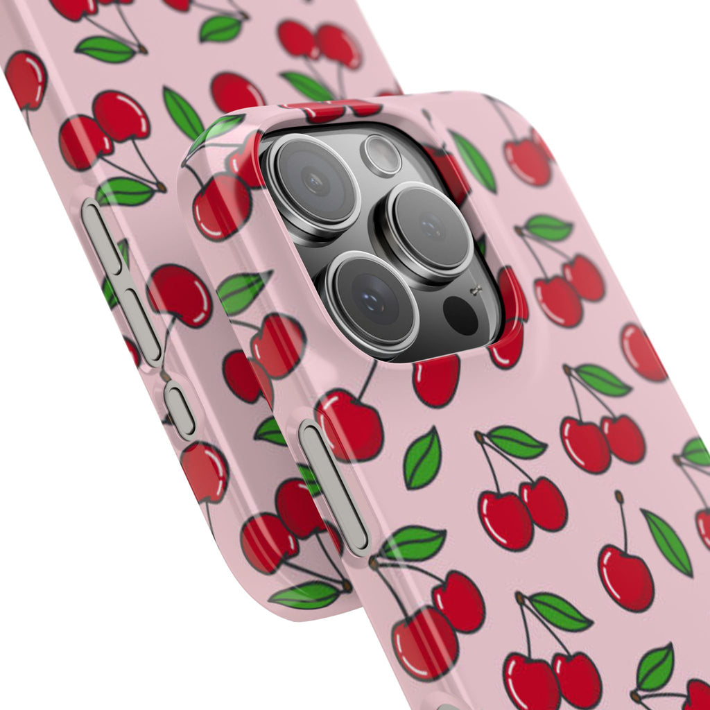 Cherry Pattern Slim Phone Case | Pink Cherry Print Phone Case