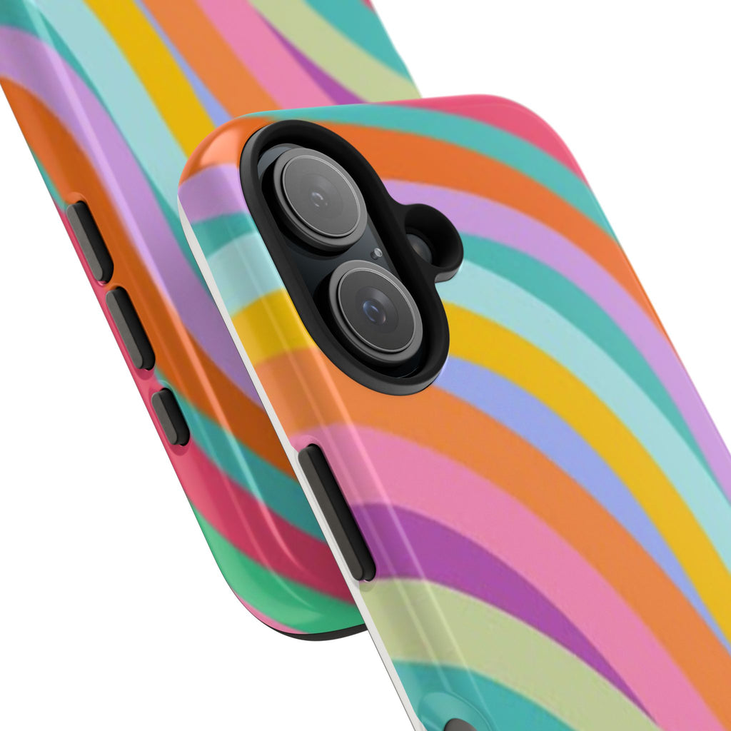 Retro Wavy Rainbow Stripes Phone Case | Colorful Abstract Pattern