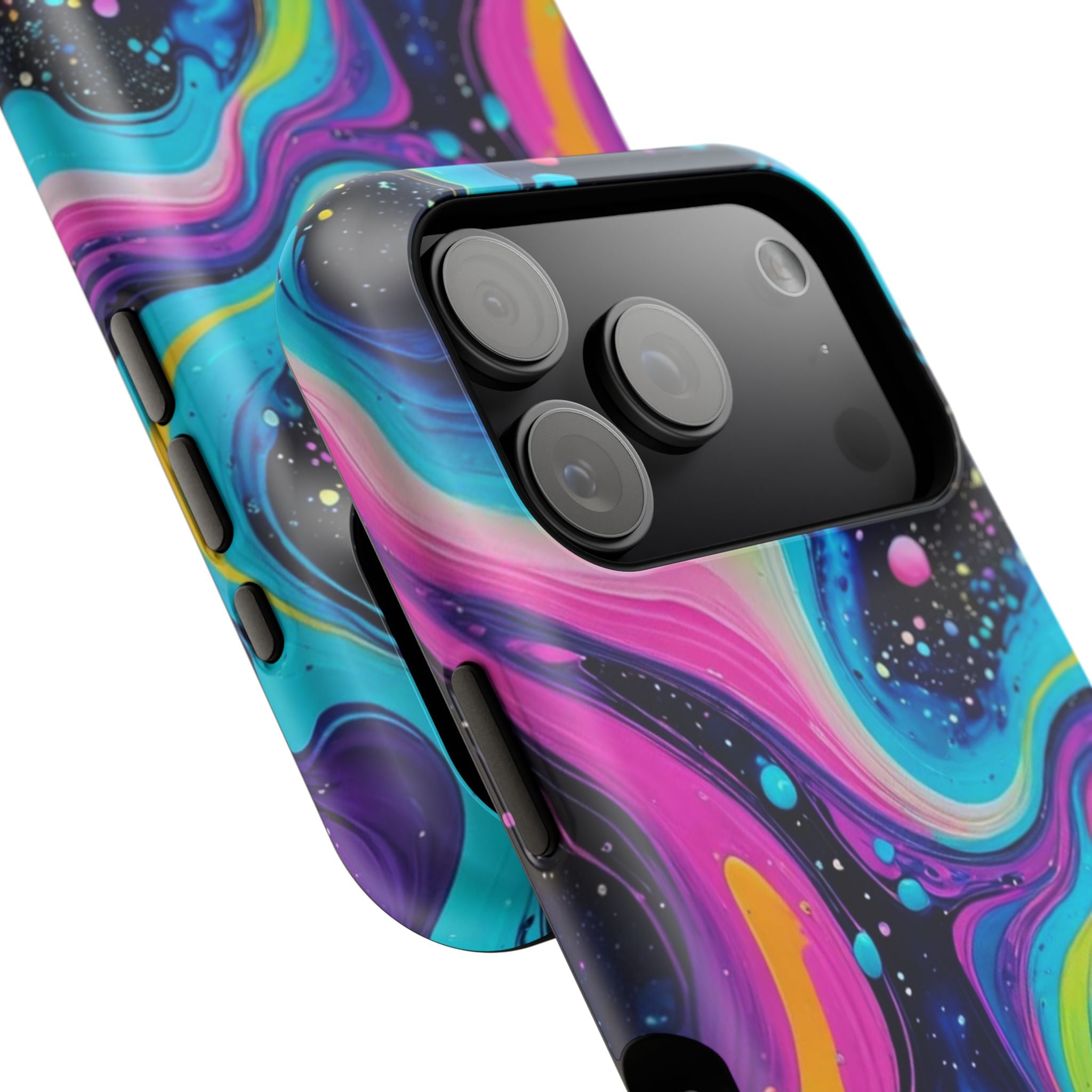 Impact-Resistant Phone Case — Neon Galaxy Swirl