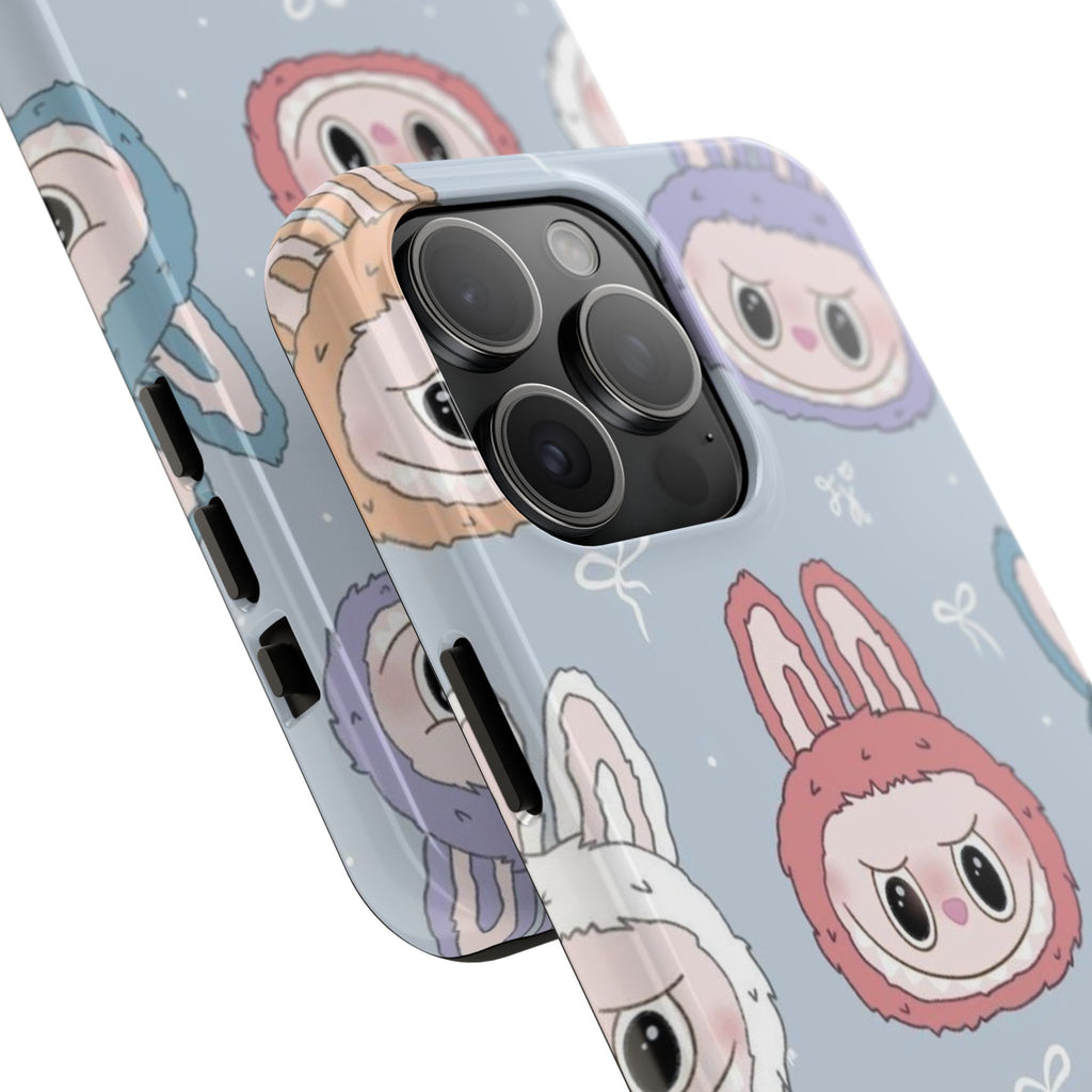 Kawaii Bunny Hood Faces Phone Case | Cute Pattern Pastel Protective Case