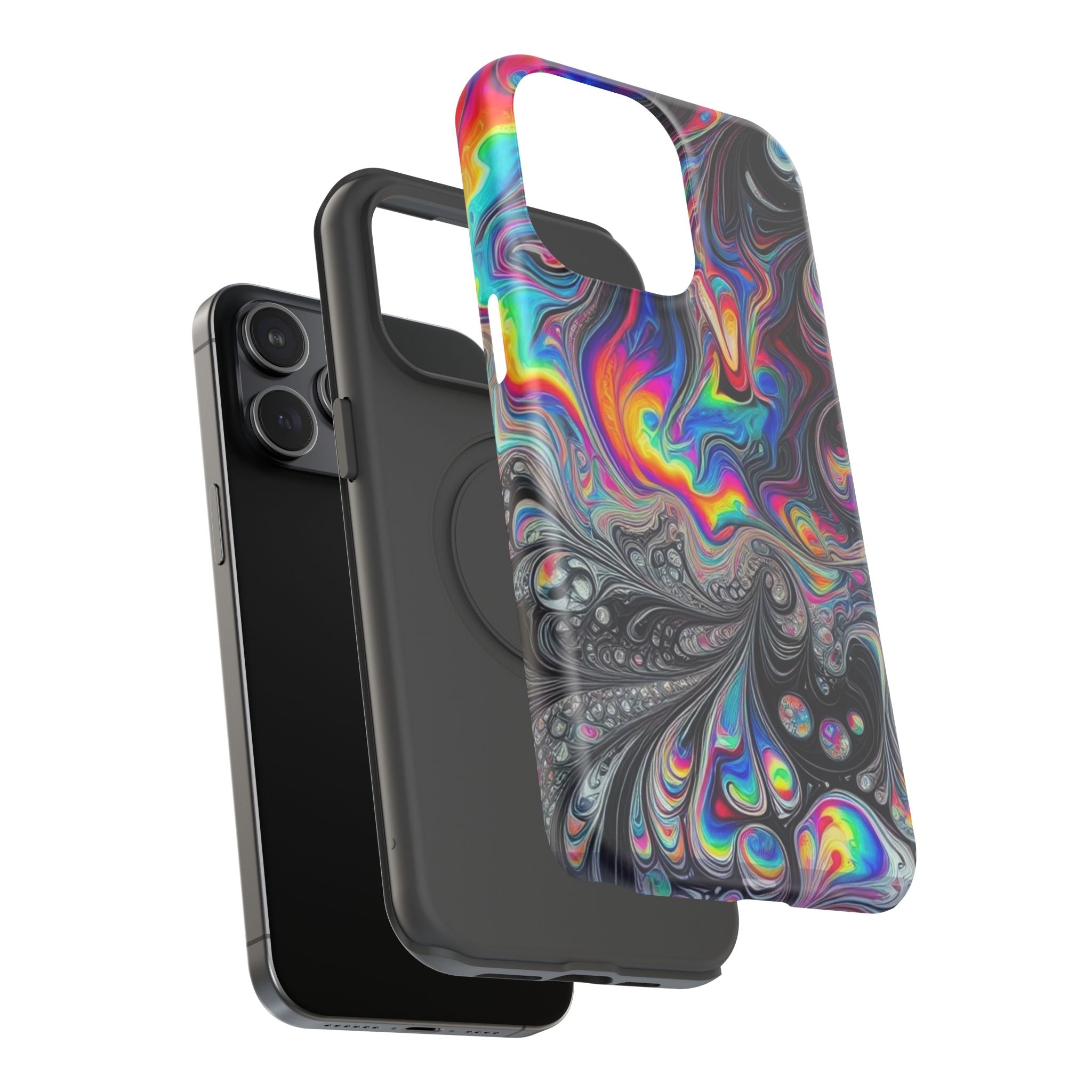 Impact-Resistant Phone Case — Iridescent Psychedelic Swirl