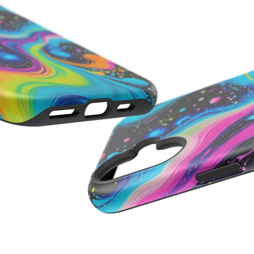 Impact-Resistant Phone Case — Neon Galaxy Swirl