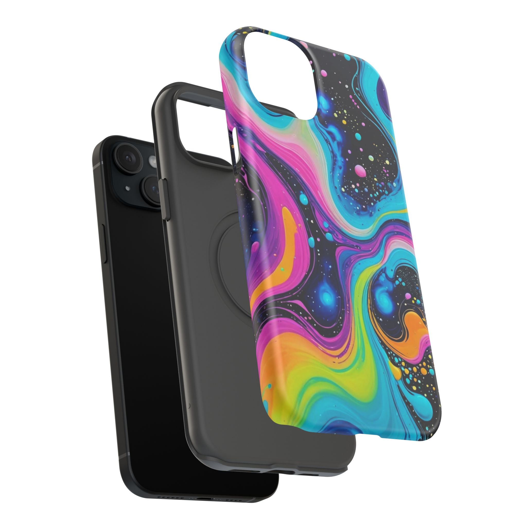 Impact-Resistant Phone Case — Neon Galaxy Swirl