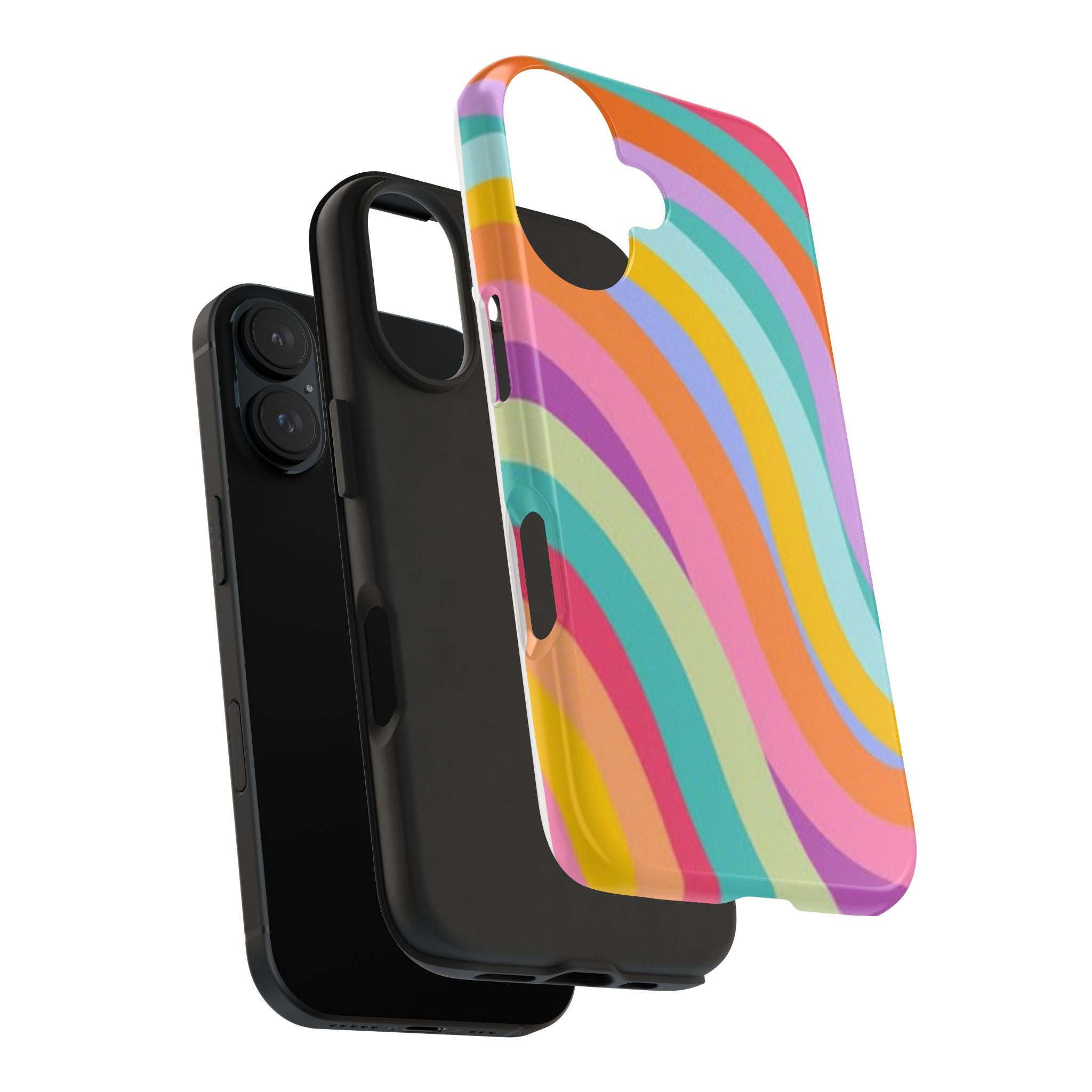 Retro Wavy Rainbow Stripes Phone Case | Colorful Abstract Pattern