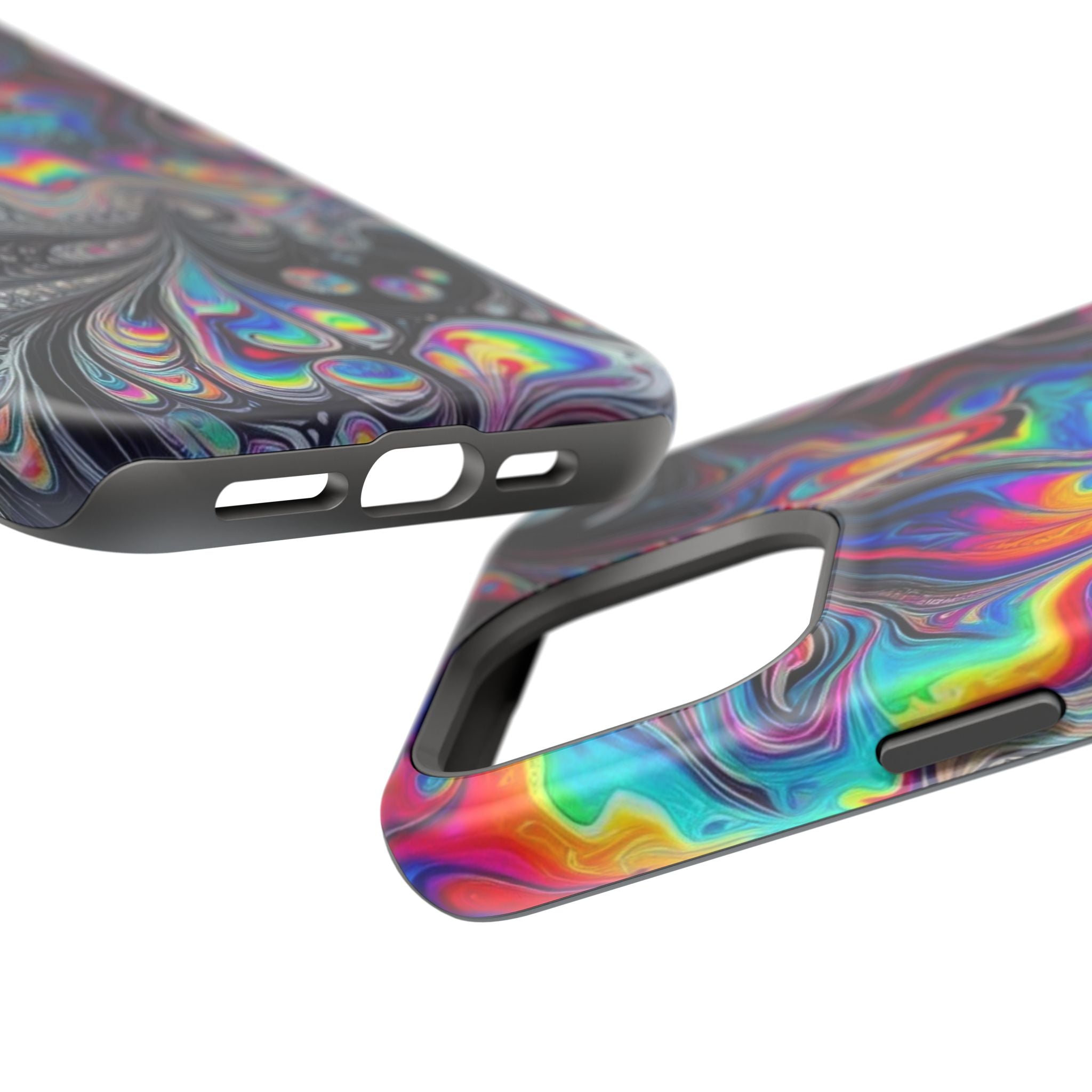 Impact-Resistant Phone Case — Iridescent Psychedelic Swirl