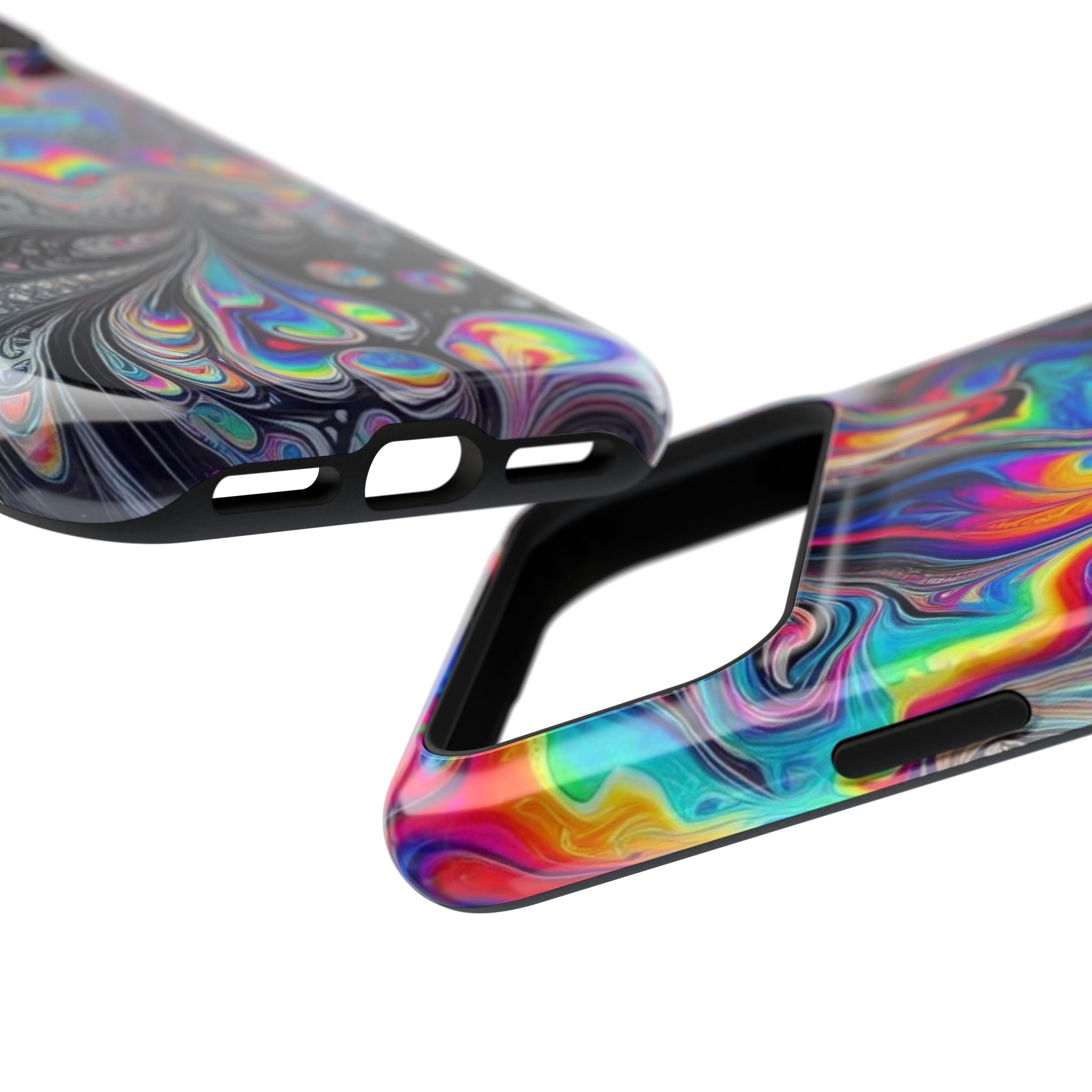 Impact-Resistant Phone Case — Iridescent Psychedelic Swirl