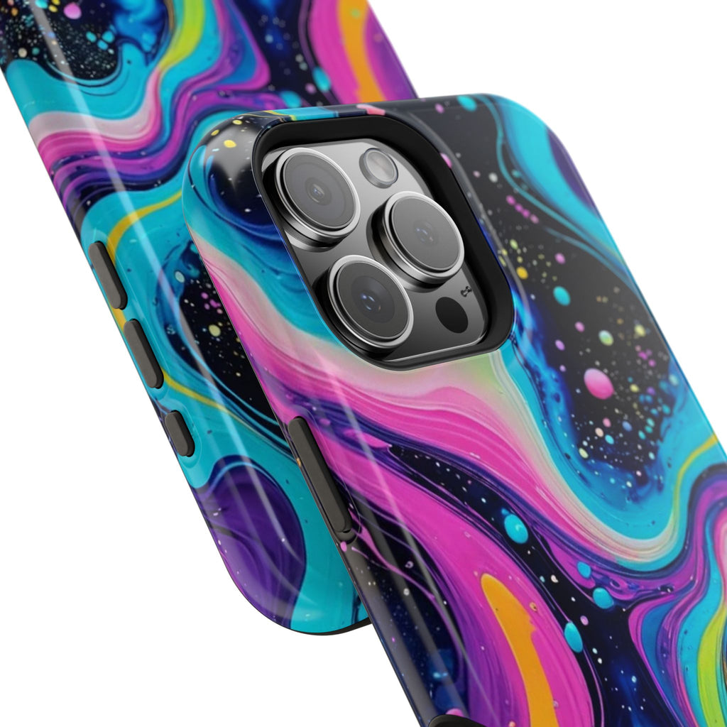 Impact-Resistant Phone Case — Neon Galaxy Swirl