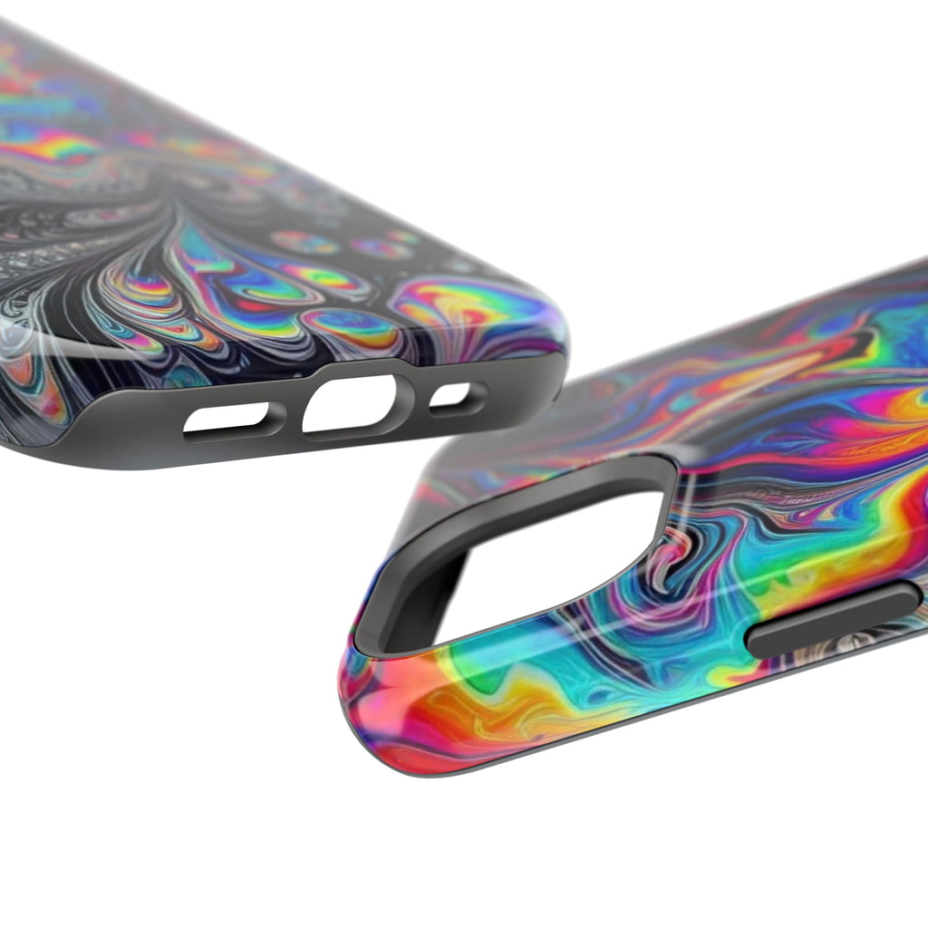 Impact-Resistant Phone Case — Iridescent Psychedelic Swirl