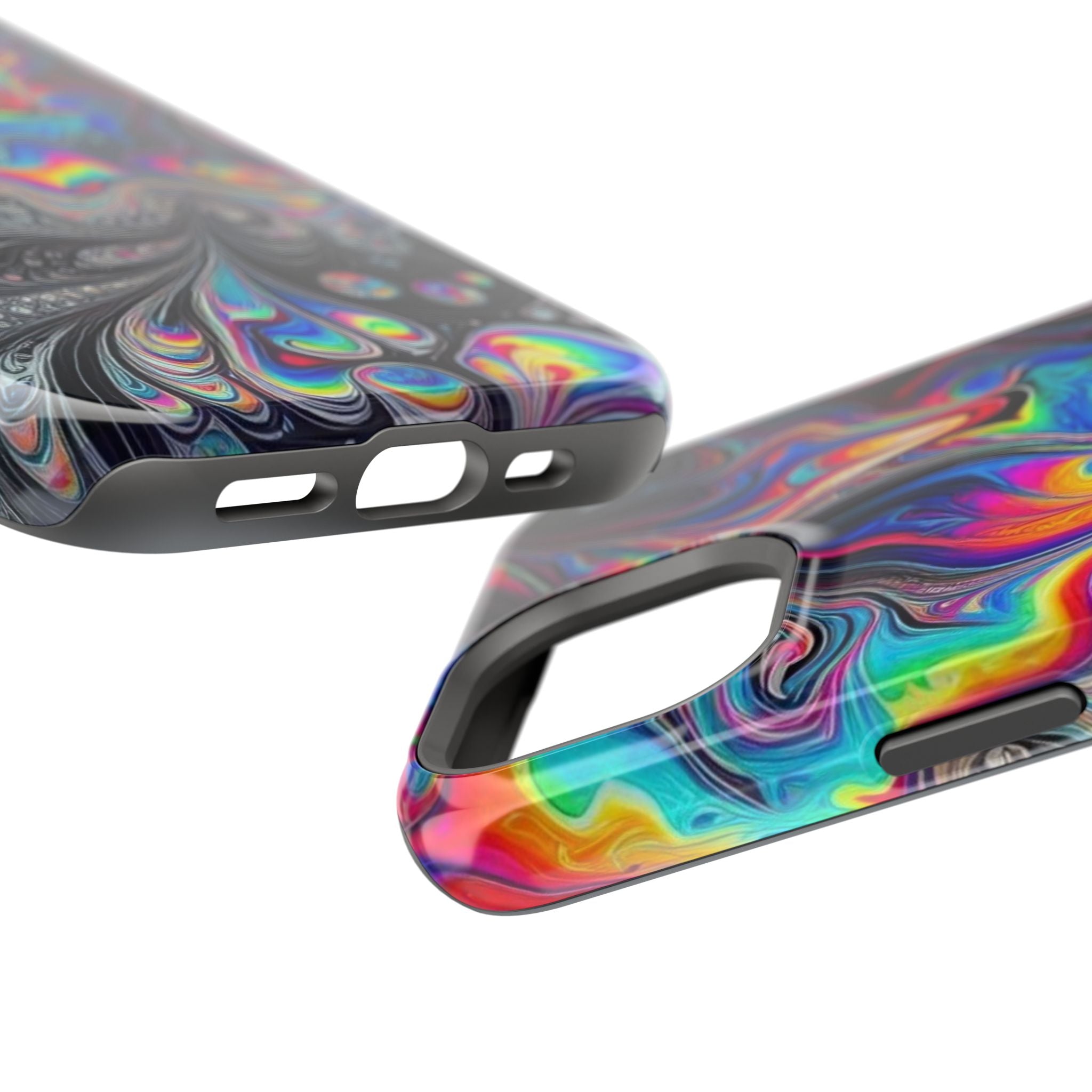 Impact-Resistant Phone Case — Iridescent Psychedelic Swirl