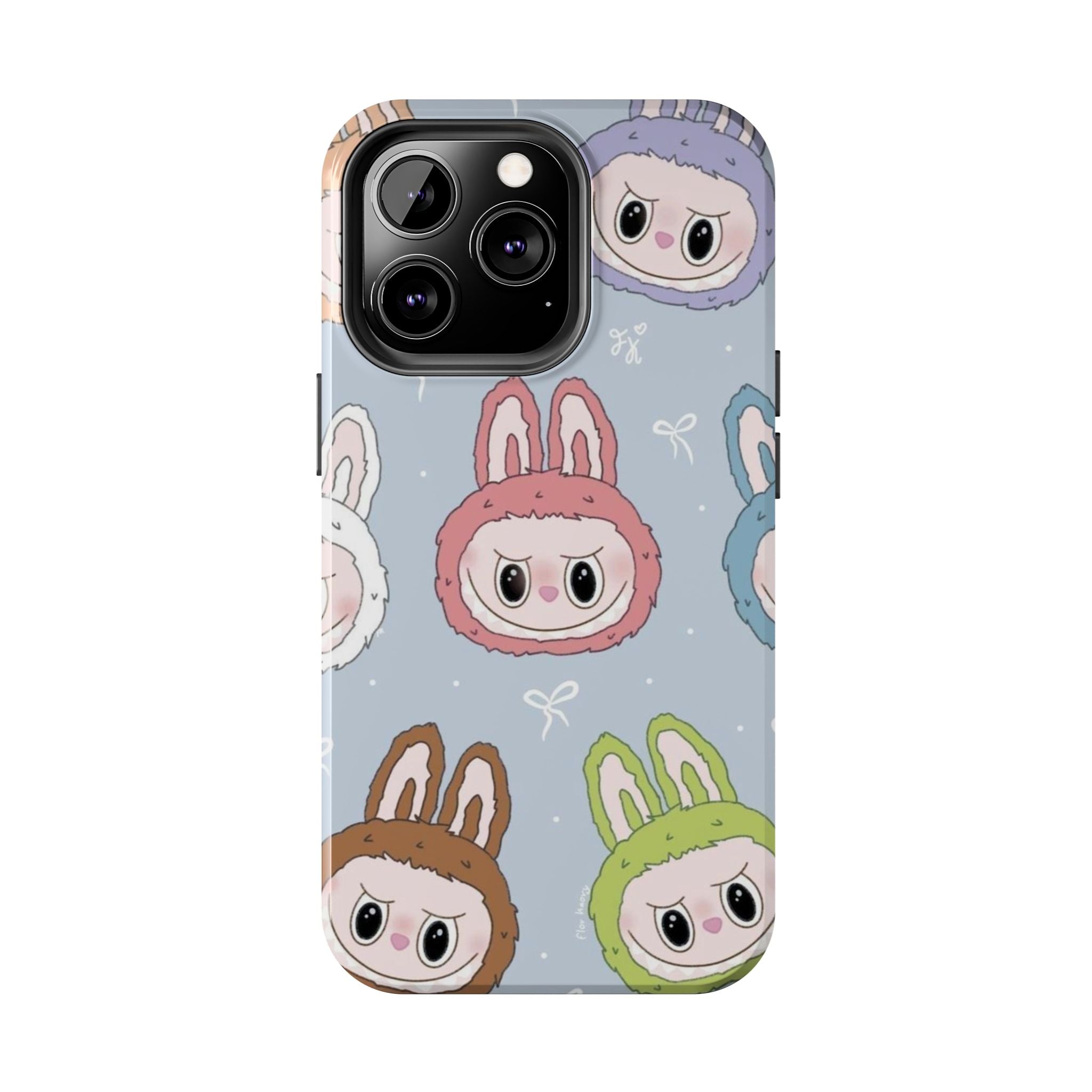 Kawaii Bunny Hood Faces Phone Case | Cute Pattern Pastel Protective Case