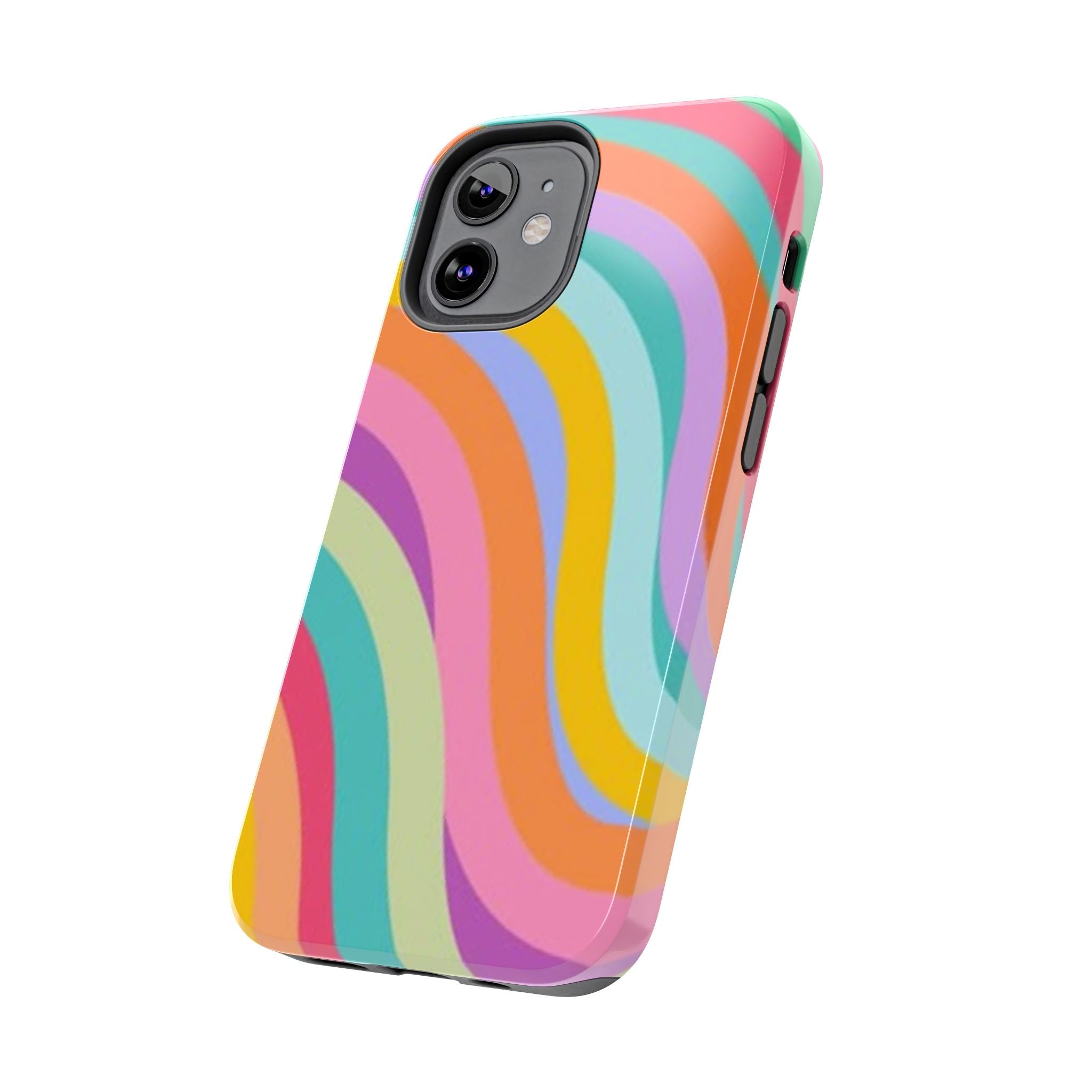Retro Wavy Rainbow Stripes Phone Case | Colorful Abstract Pattern