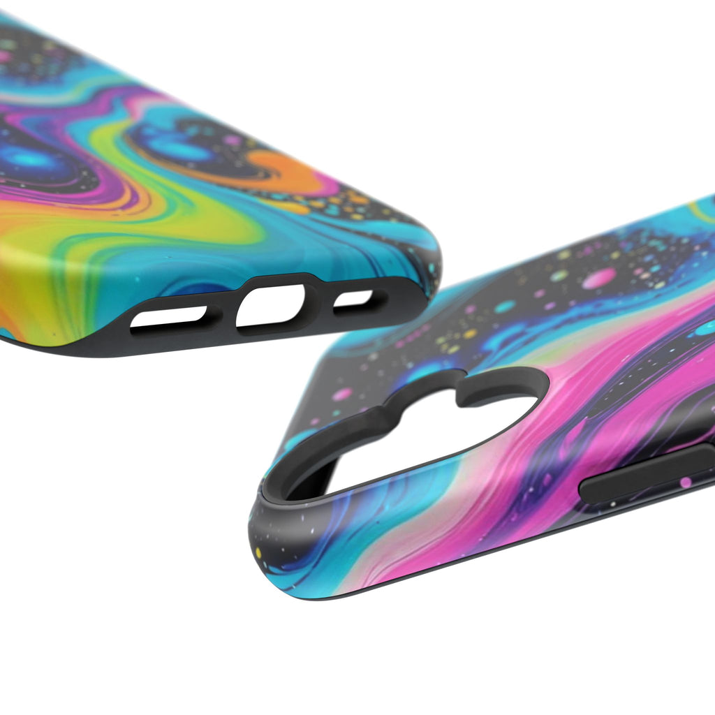 Impact-Resistant Phone Case — Neon Galaxy Swirl