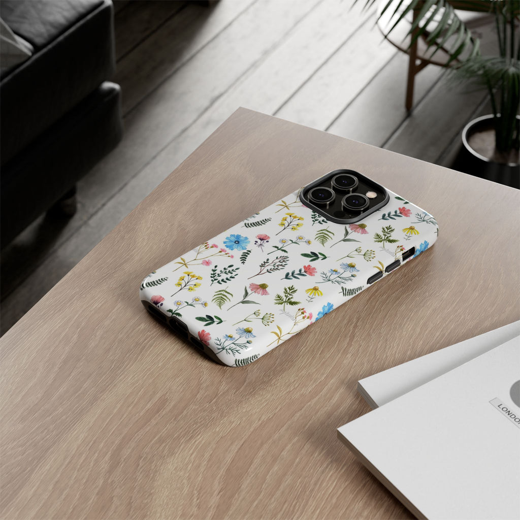 Wildflower Pattern Tough Case | Floral Phone Case, Botanical Print