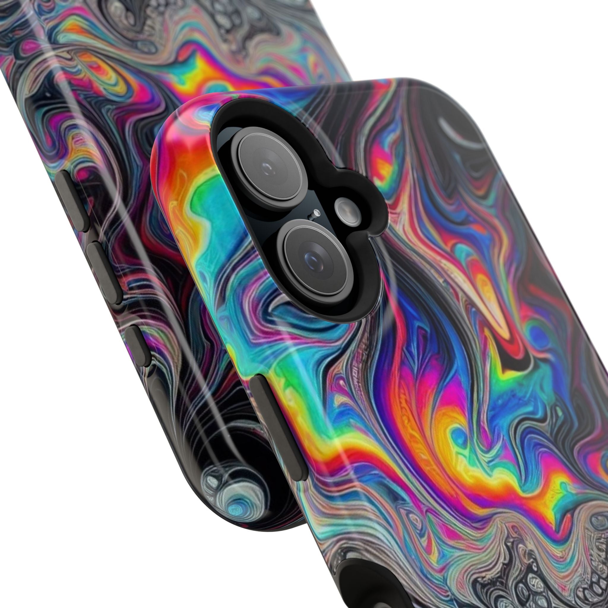Impact-Resistant Phone Case — Iridescent Psychedelic Swirl