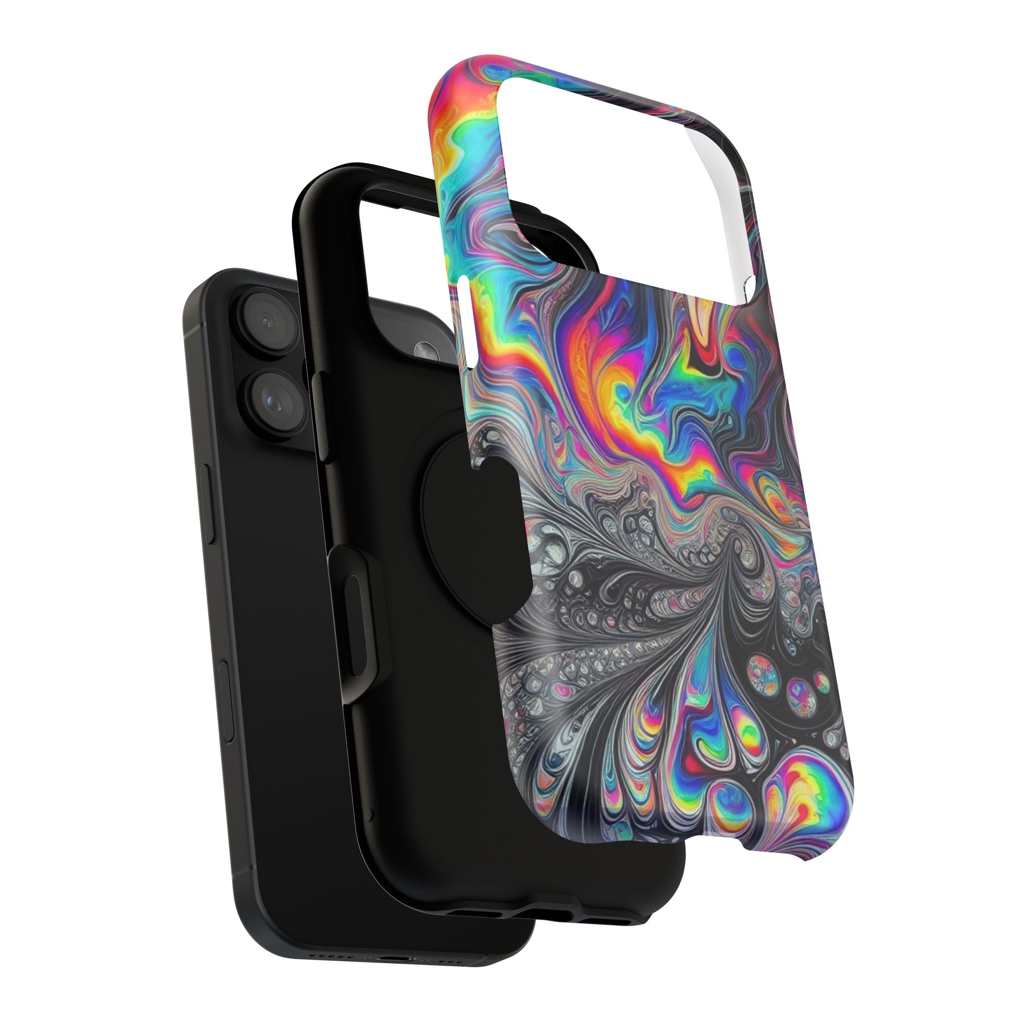 Impact-Resistant Phone Case — Iridescent Psychedelic Swirl