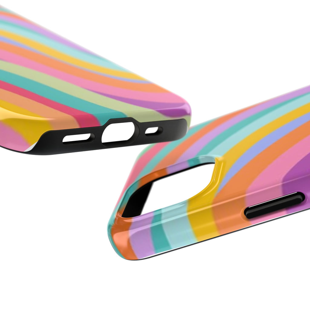 Retro Wavy Rainbow Stripes Phone Case | Colorful Abstract Pattern