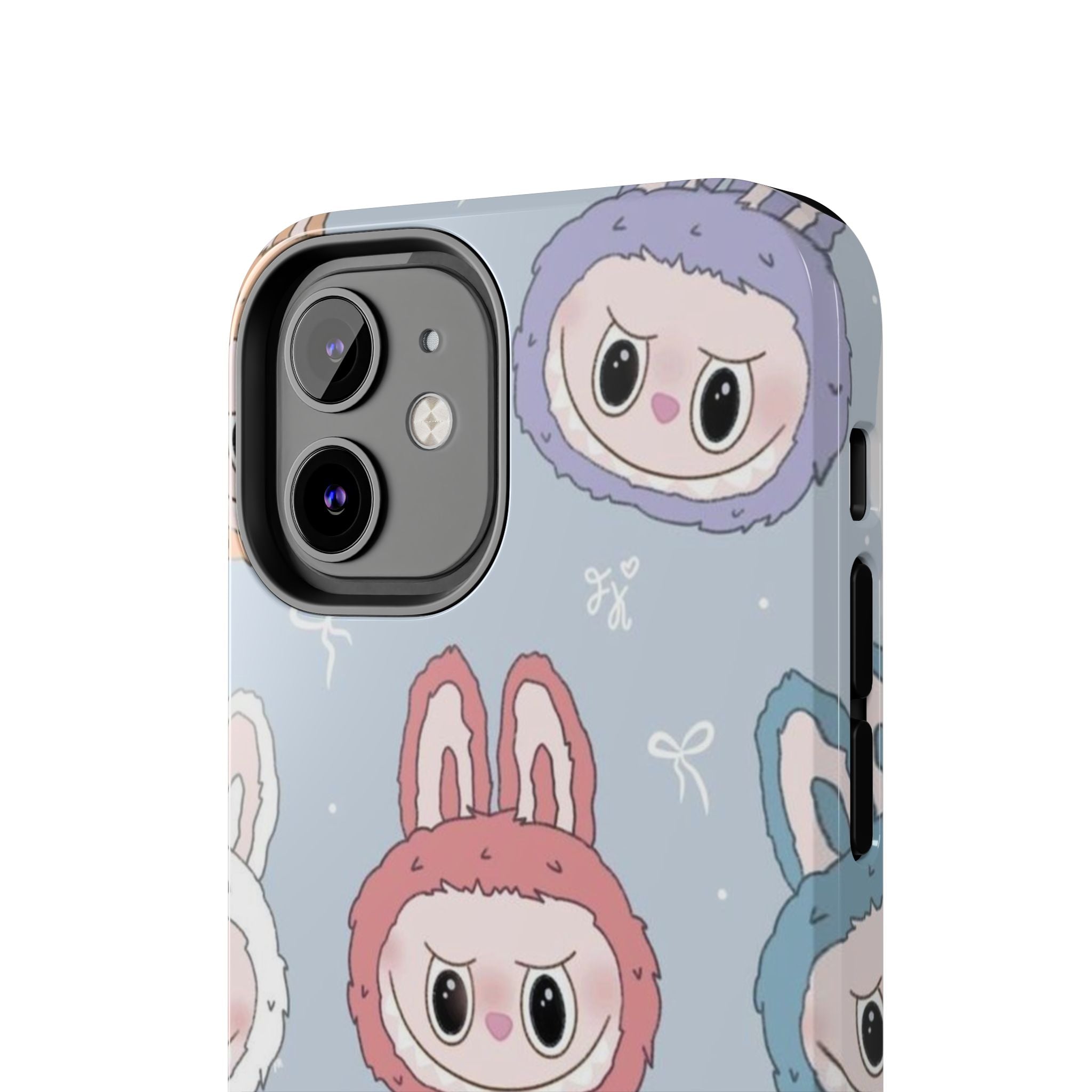 Kawaii Bunny Hood Faces Phone Case | Cute Pattern Pastel Protective Case