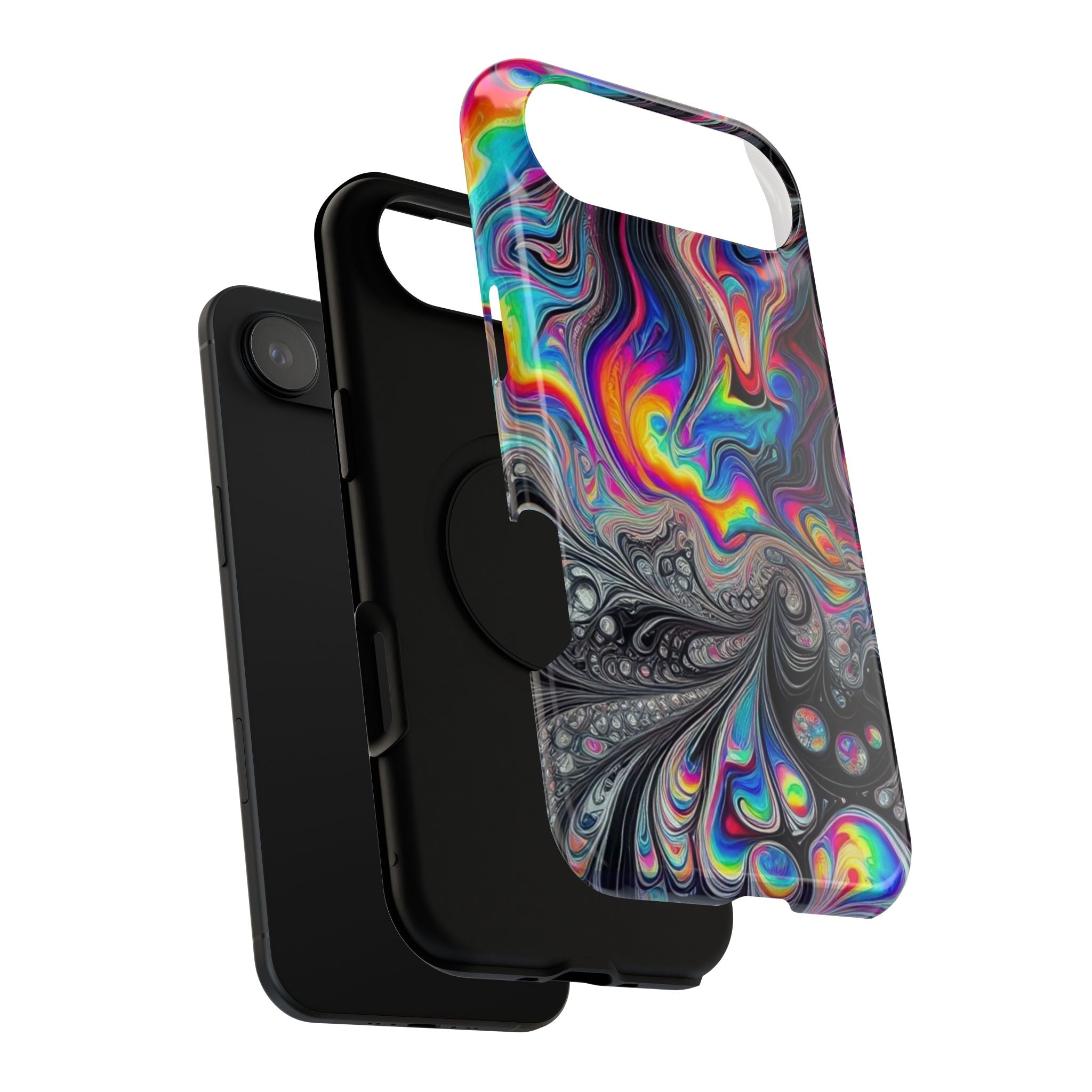 Impact-Resistant Phone Case — Iridescent Psychedelic Swirl