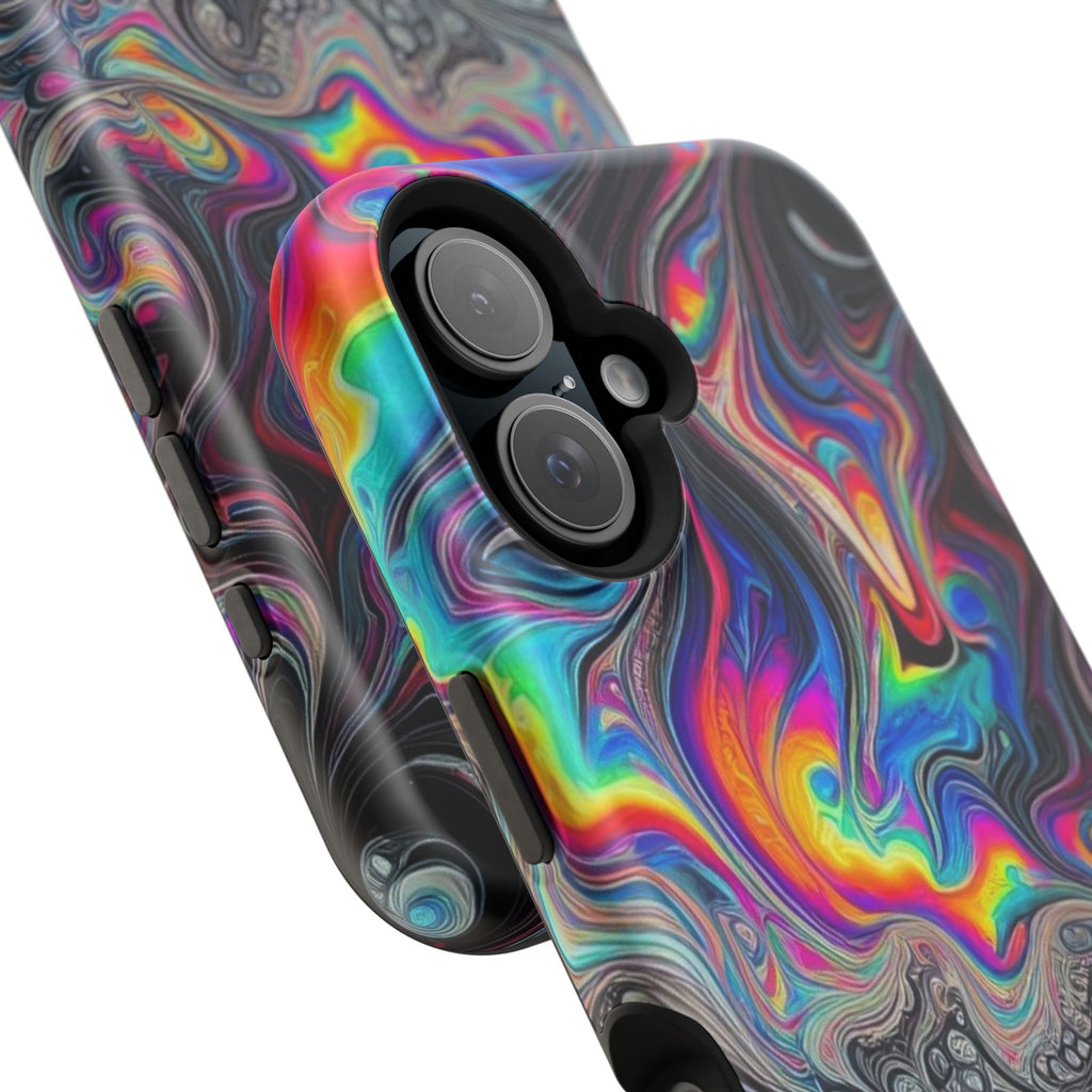Impact-Resistant Phone Case — Iridescent Psychedelic Swirl