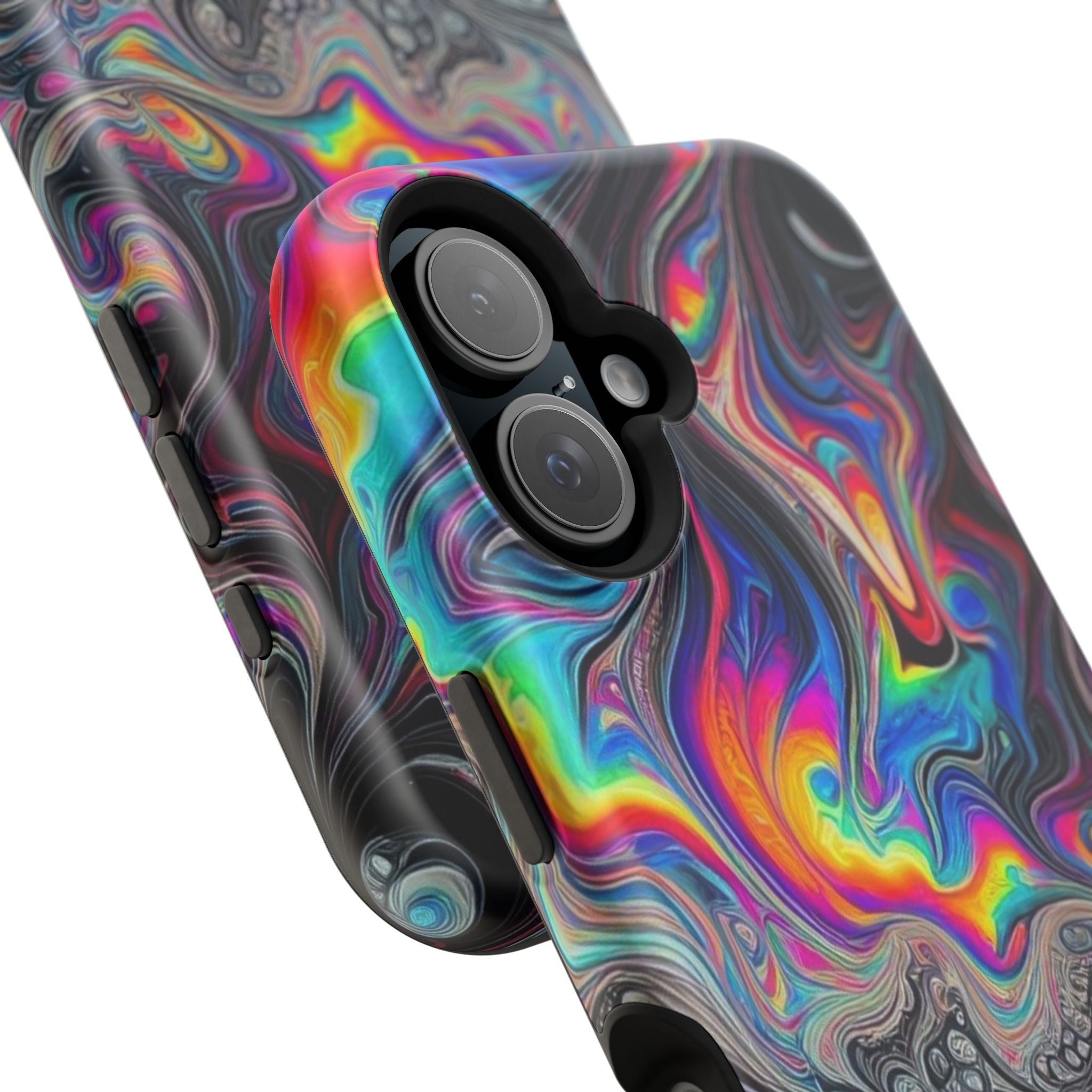 Impact-Resistant Phone Case — Iridescent Psychedelic Swirl
