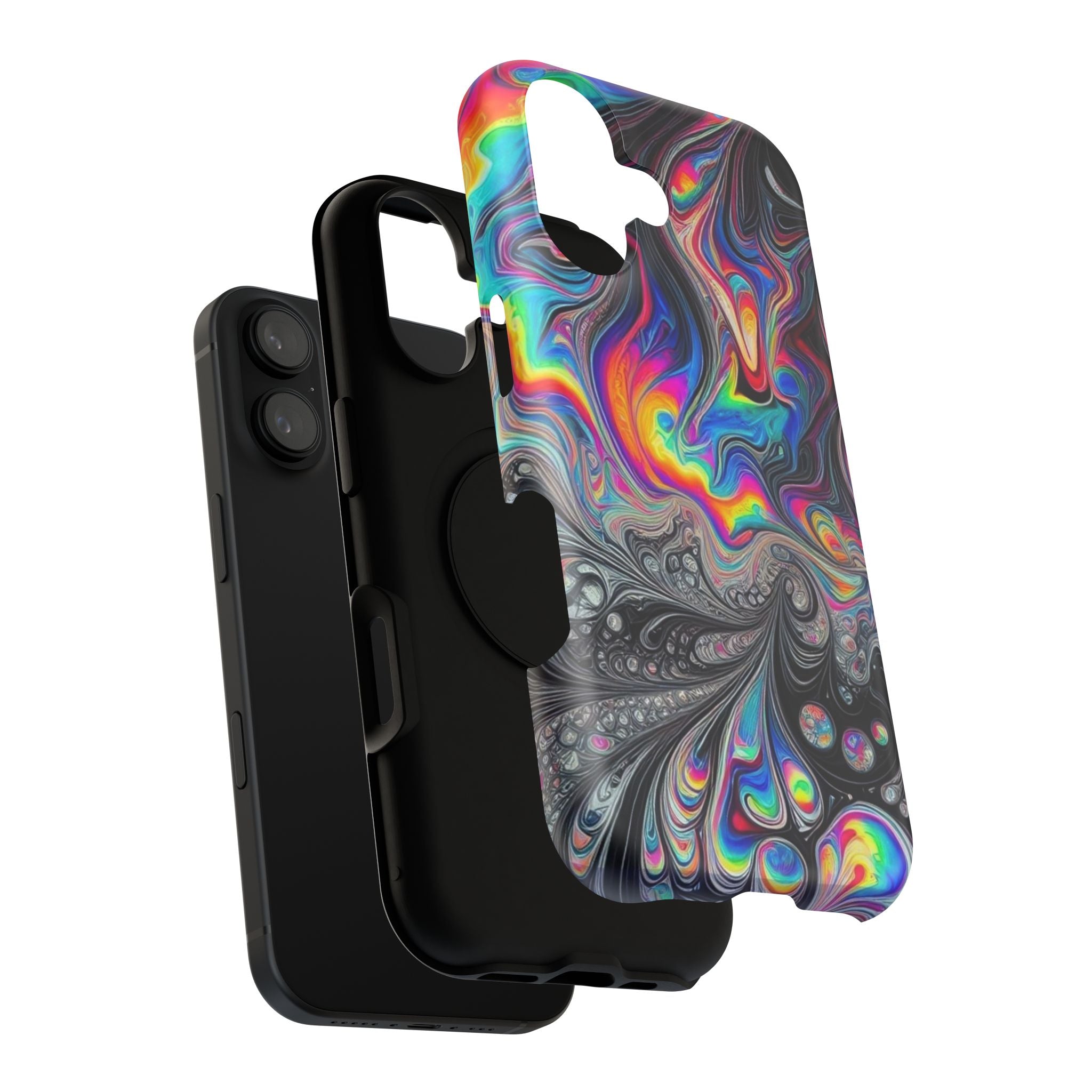 Impact-Resistant Phone Case — Iridescent Psychedelic Swirl