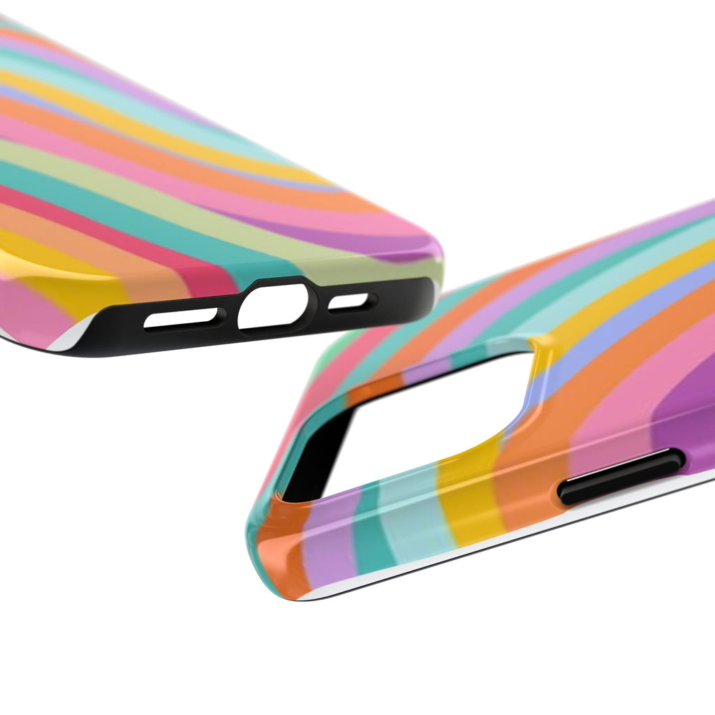 Retro Wavy Rainbow Stripes Phone Case | Colorful Abstract Pattern