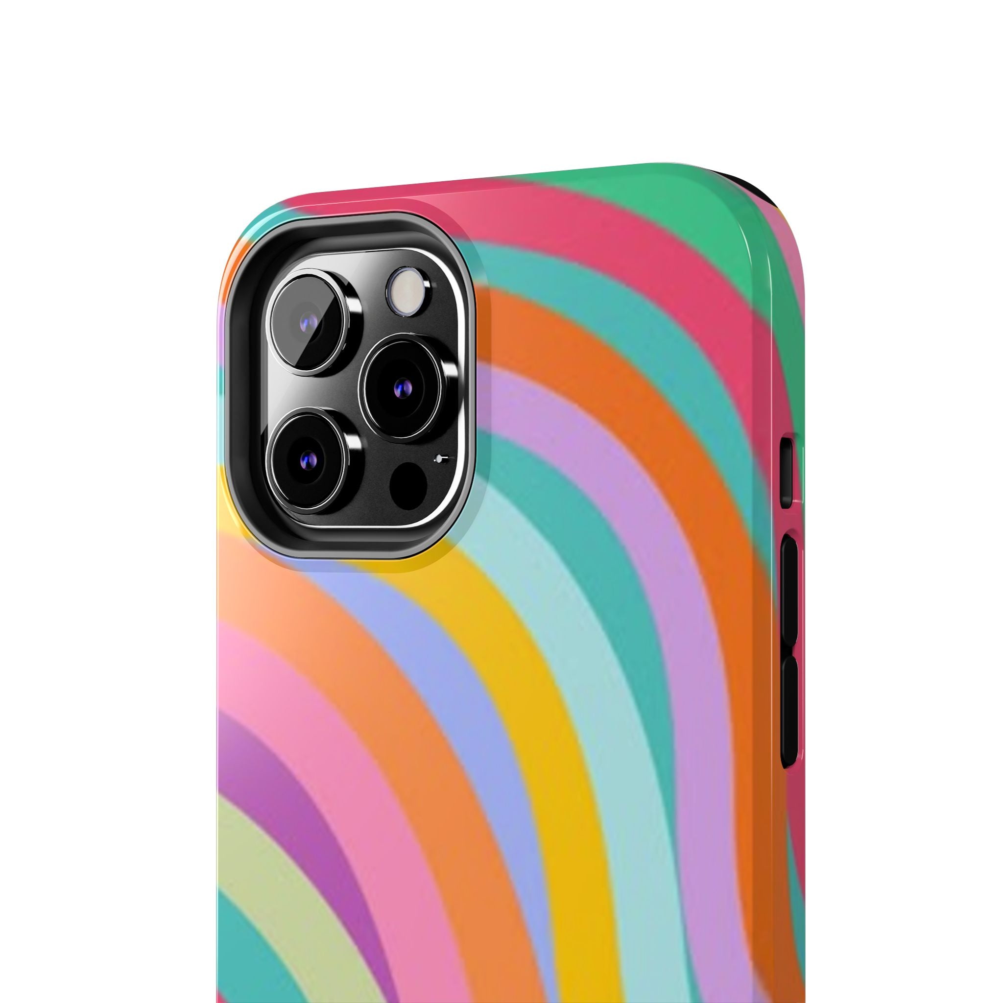 Retro Wavy Rainbow Stripes Phone Case | Colorful Abstract Pattern