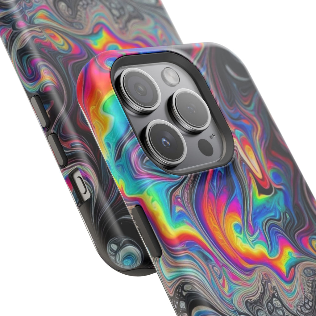 Impact-Resistant Phone Case — Iridescent Psychedelic Swirl
