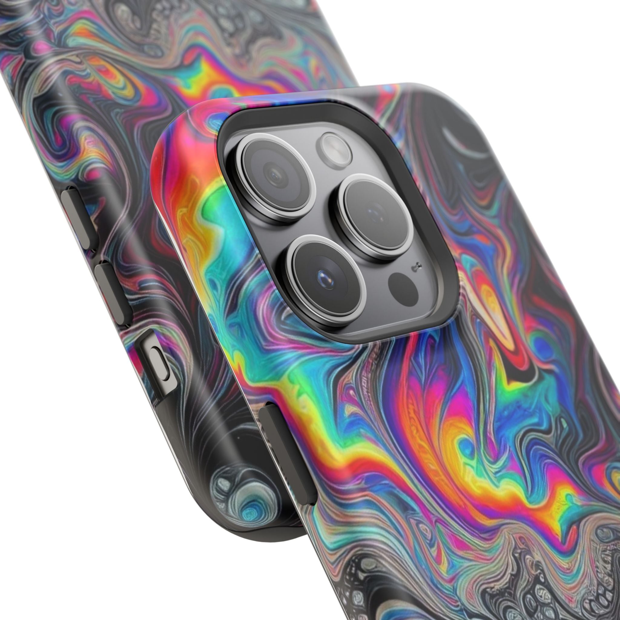 Impact-Resistant Phone Case — Iridescent Psychedelic Swirl