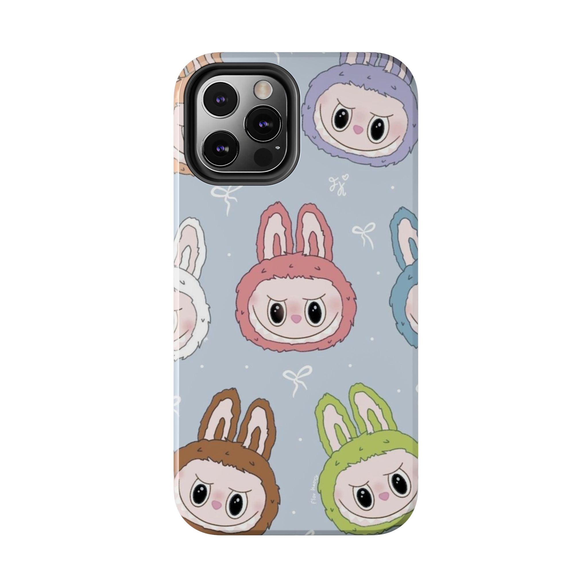 Kawaii Bunny Hood Faces Phone Case | Cute Pattern Pastel Protective Case