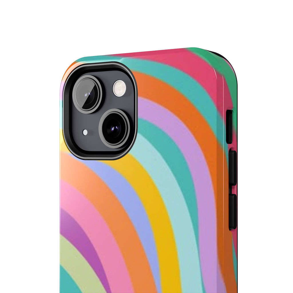 Retro Wavy Rainbow Stripes Phone Case | Colorful Abstract Pattern