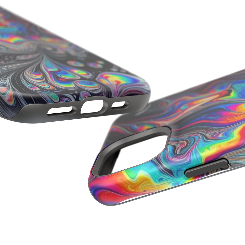Impact-Resistant Phone Case — Iridescent Psychedelic Swirl