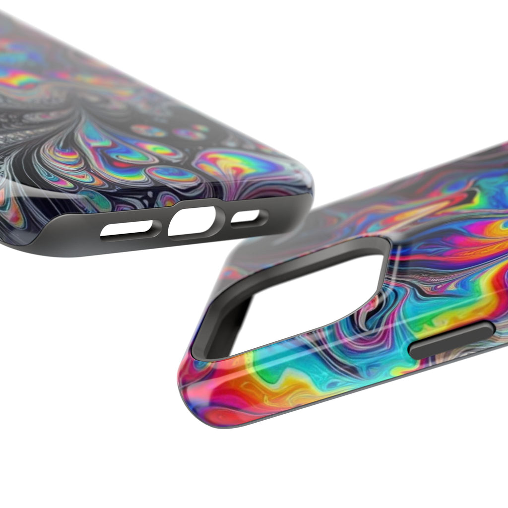 Impact-Resistant Phone Case — Iridescent Psychedelic Swirl