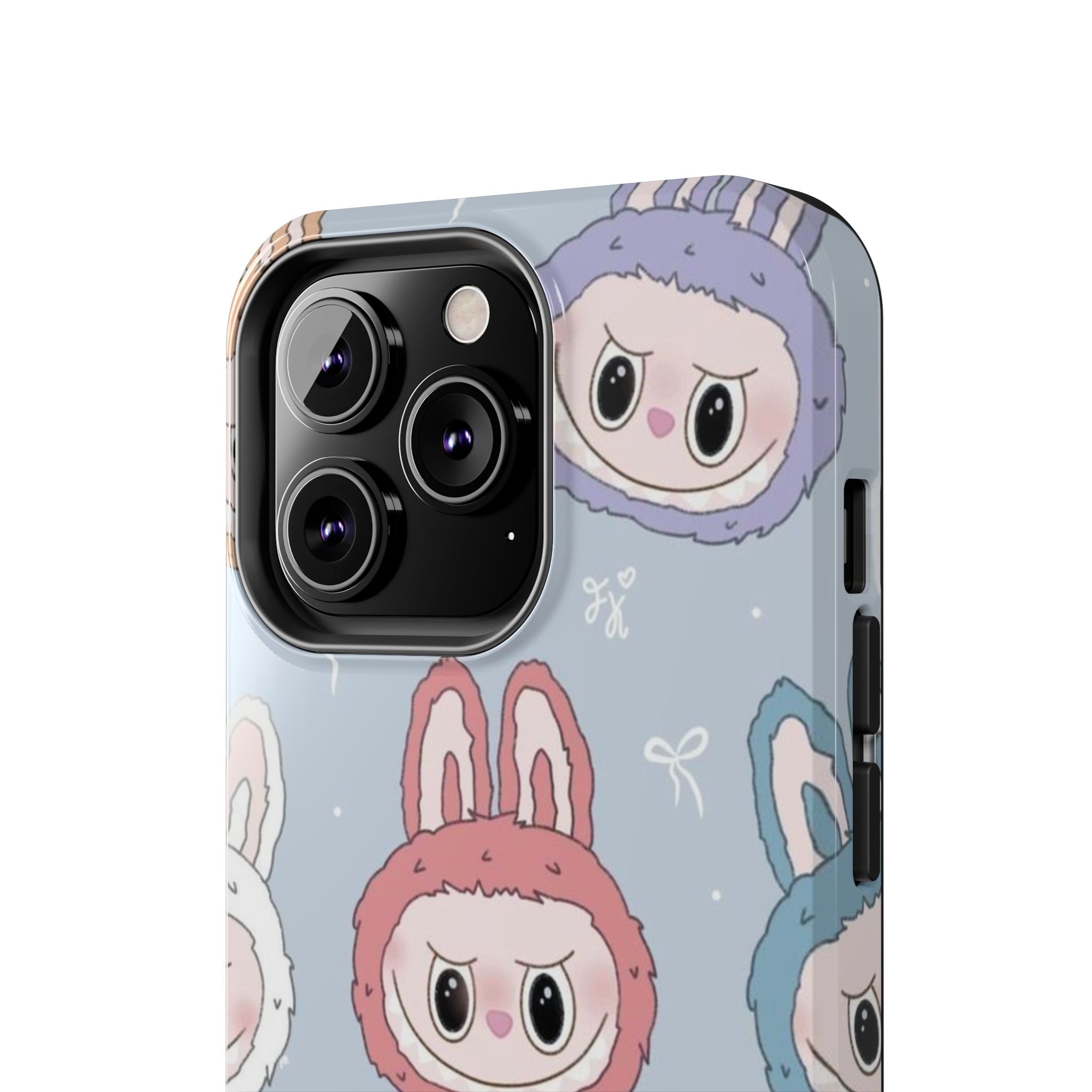 Kawaii Bunny Hood Faces Phone Case | Cute Pattern Pastel Protective Case