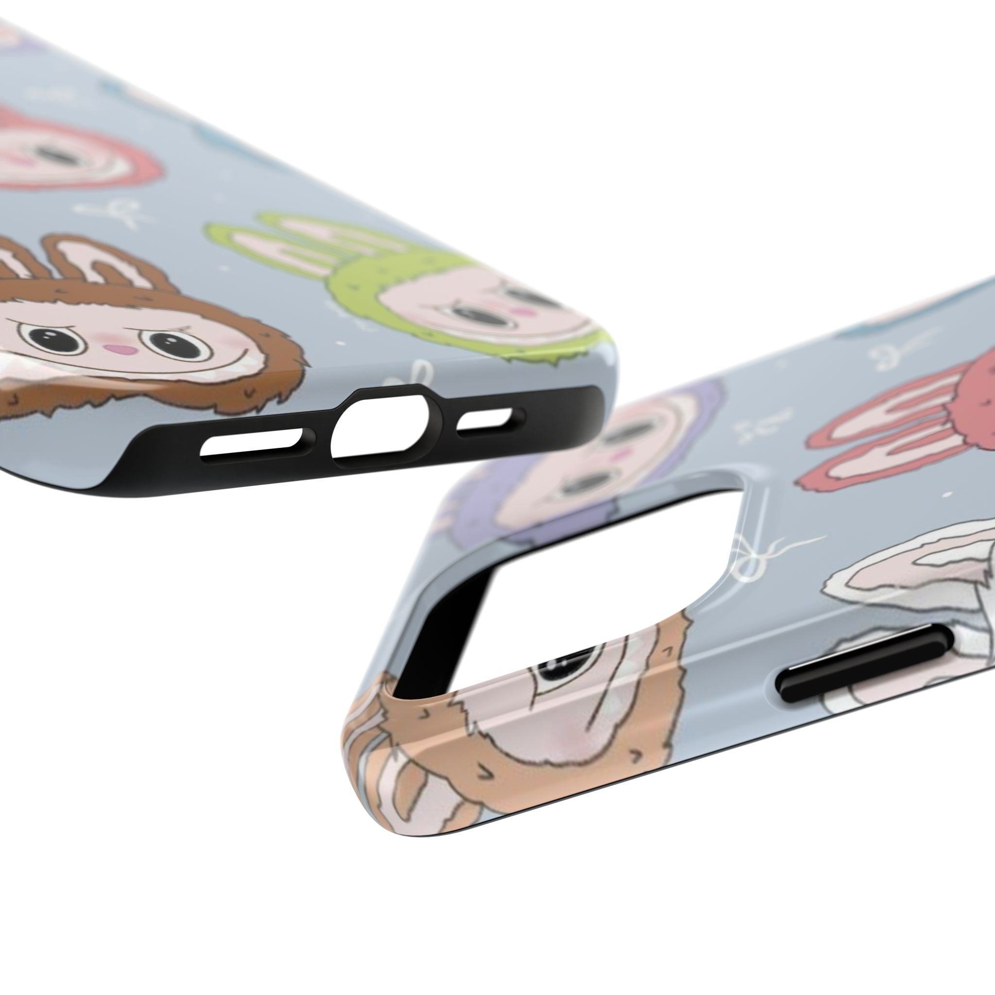 Kawaii Bunny Hood Faces Phone Case | Cute Pattern Pastel Protective Case