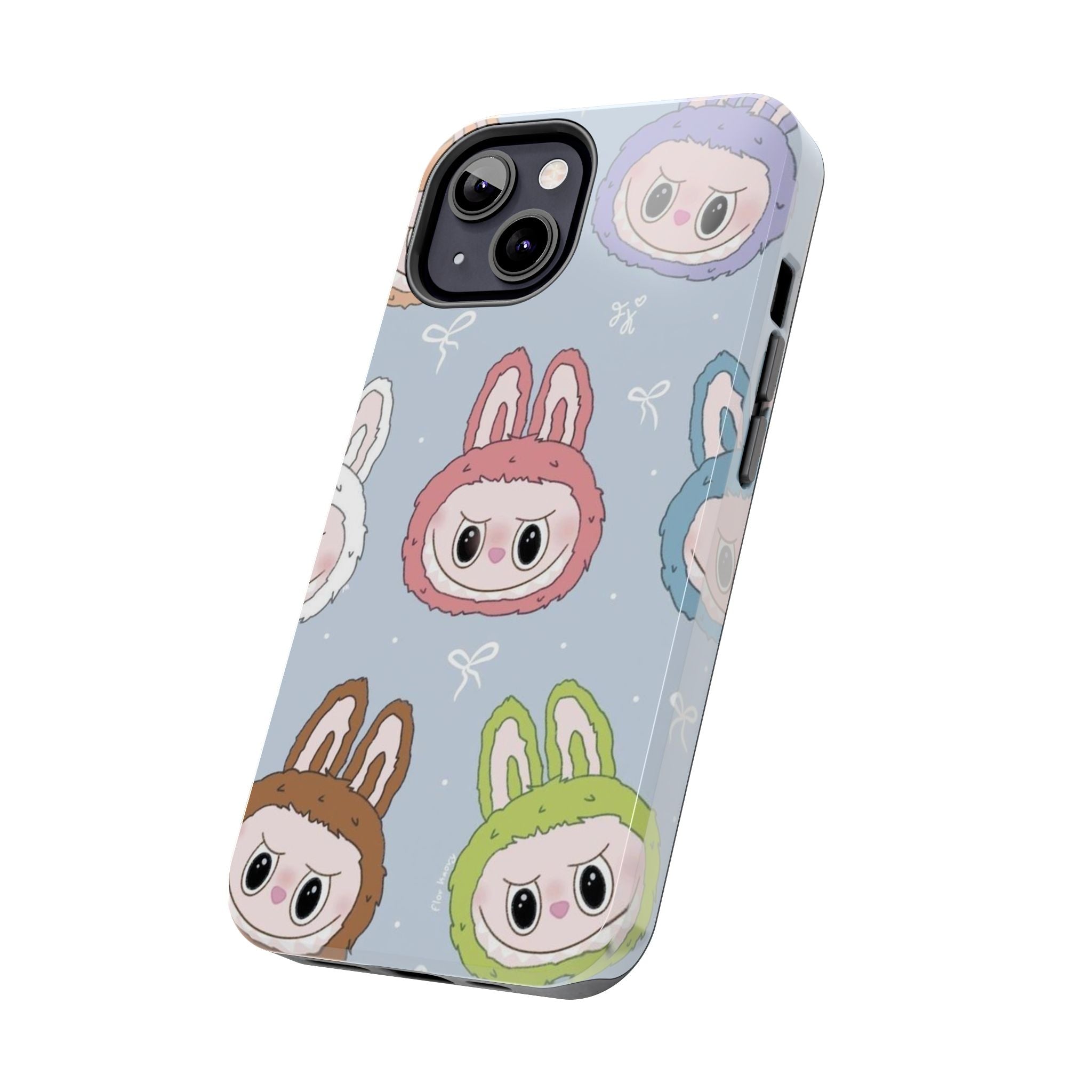 Kawaii Bunny Hood Faces Phone Case | Cute Pattern Pastel Protective Case
