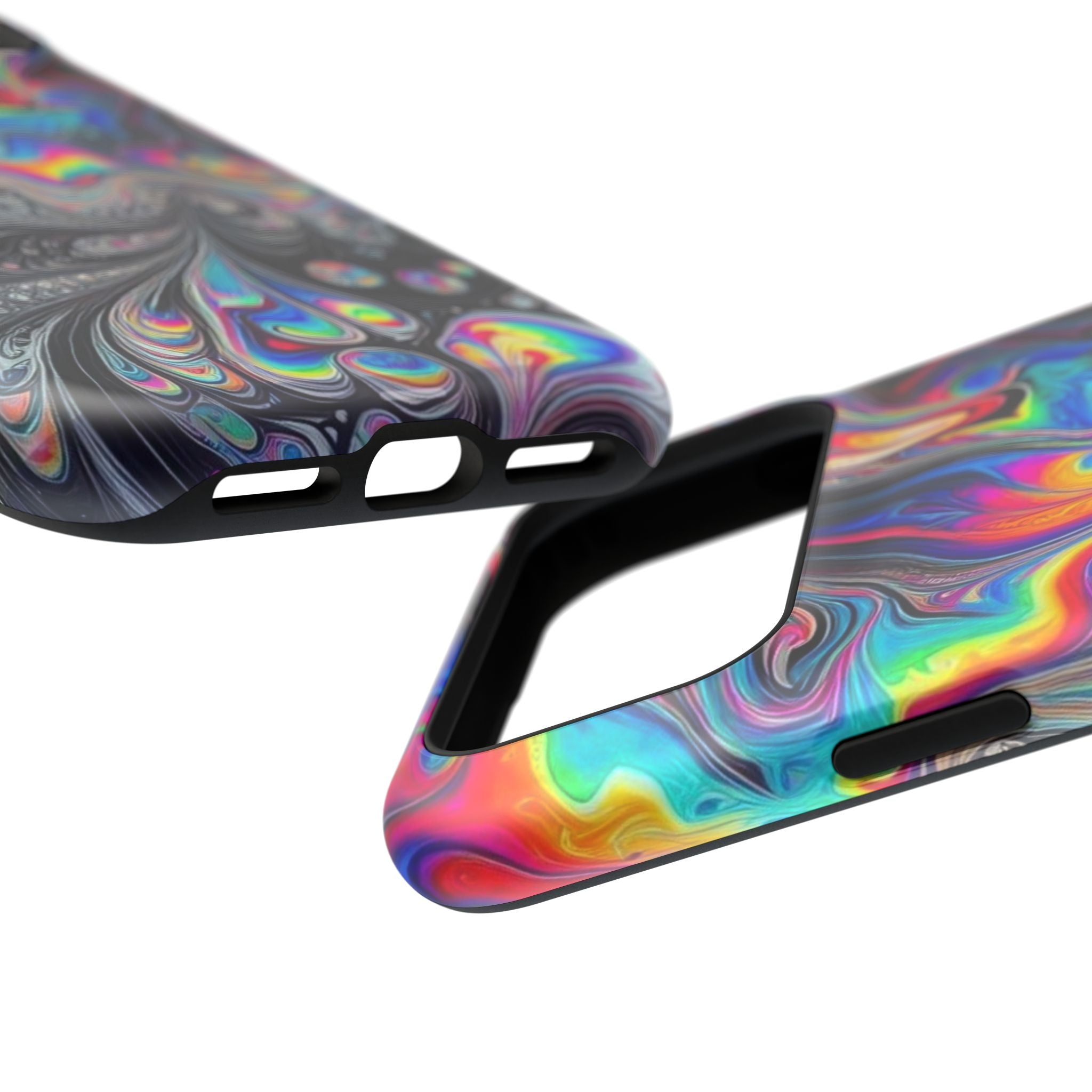 Impact-Resistant Phone Case — Iridescent Psychedelic Swirl